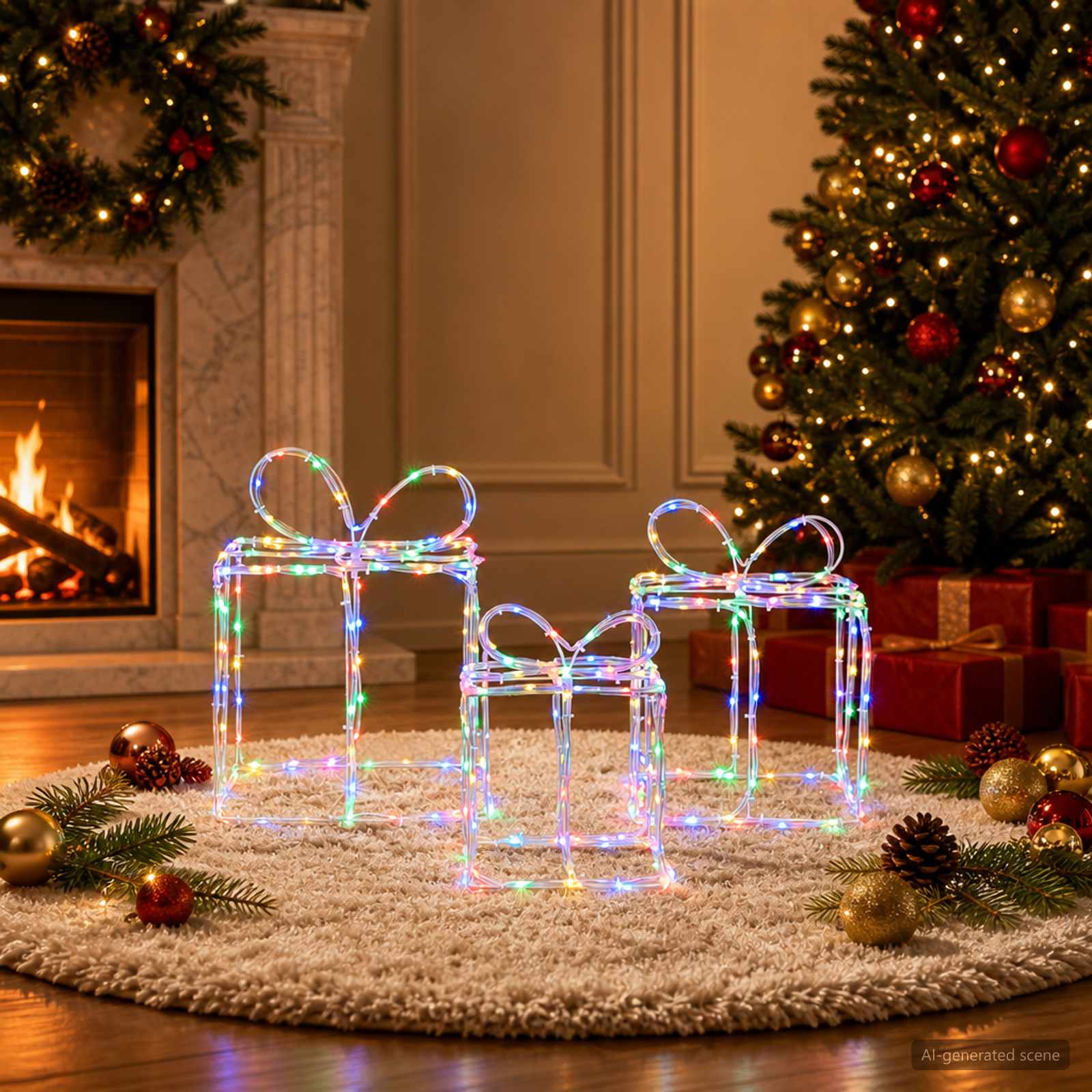 Scatole regalo di Natale luminose LOVIISA 3 pz 360 LED