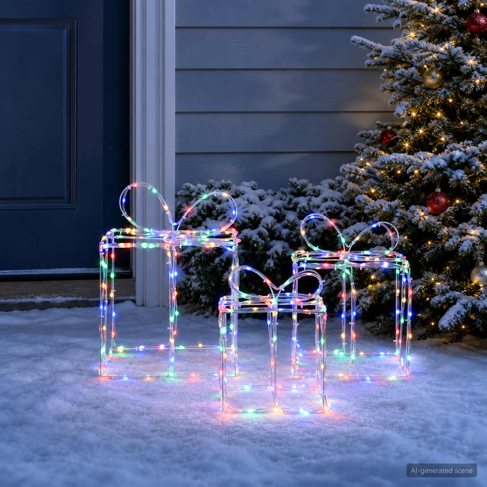 Scatole regalo di Natale luminose LOVIISA 3 pz 360 LED
