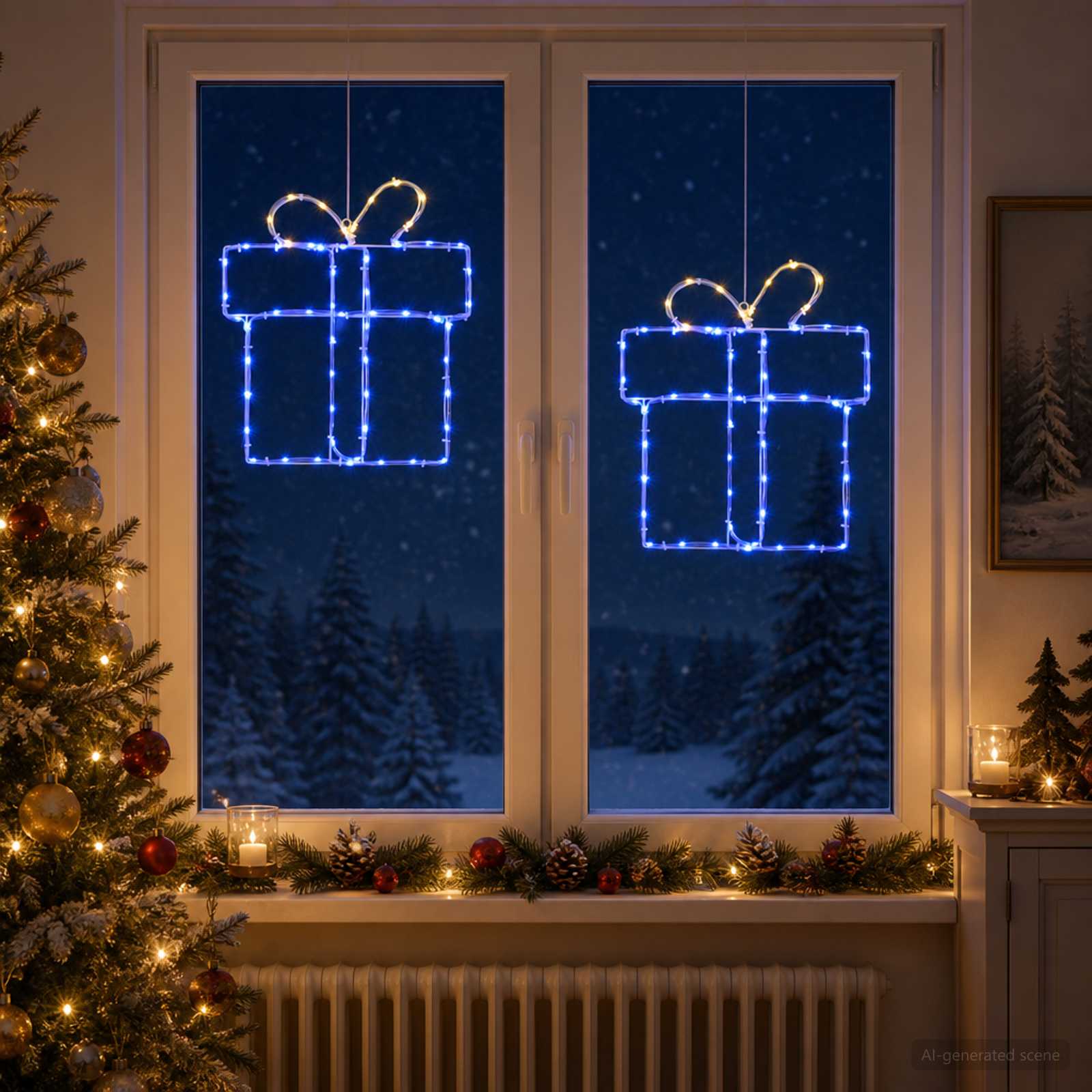 Luci natalizie a sagoma per finestra LOVIISA 2 pz 160 LED