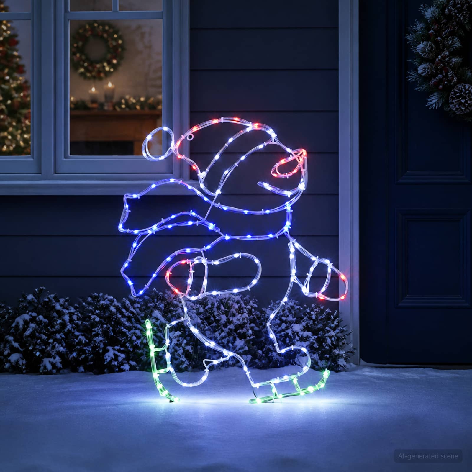 Insegna LED Babbo Natale sui pattini LOVIISA 120 LED