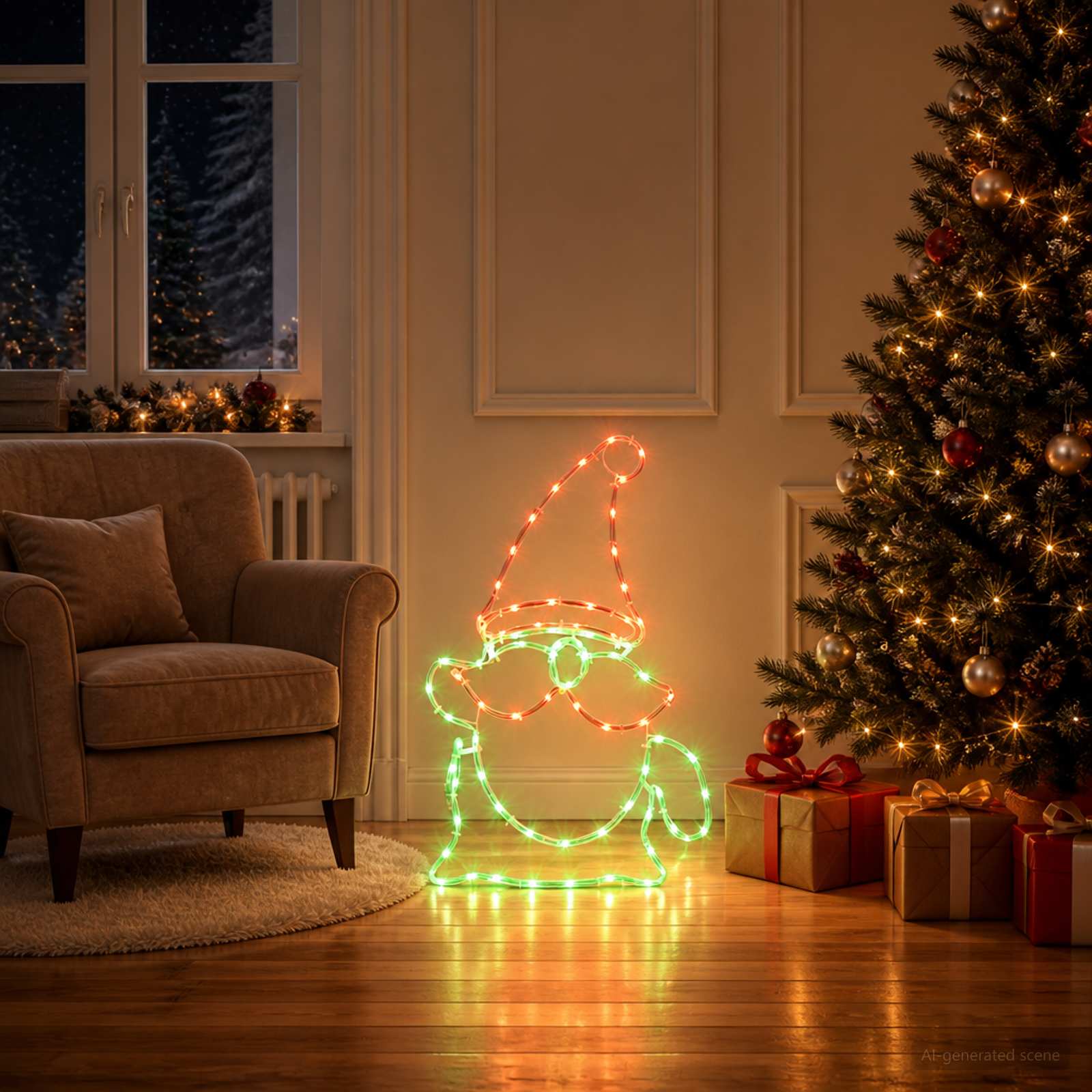 Gnomo di Natale a LED LOVIISA 80 LED Multicolore e 38 x 60 cm