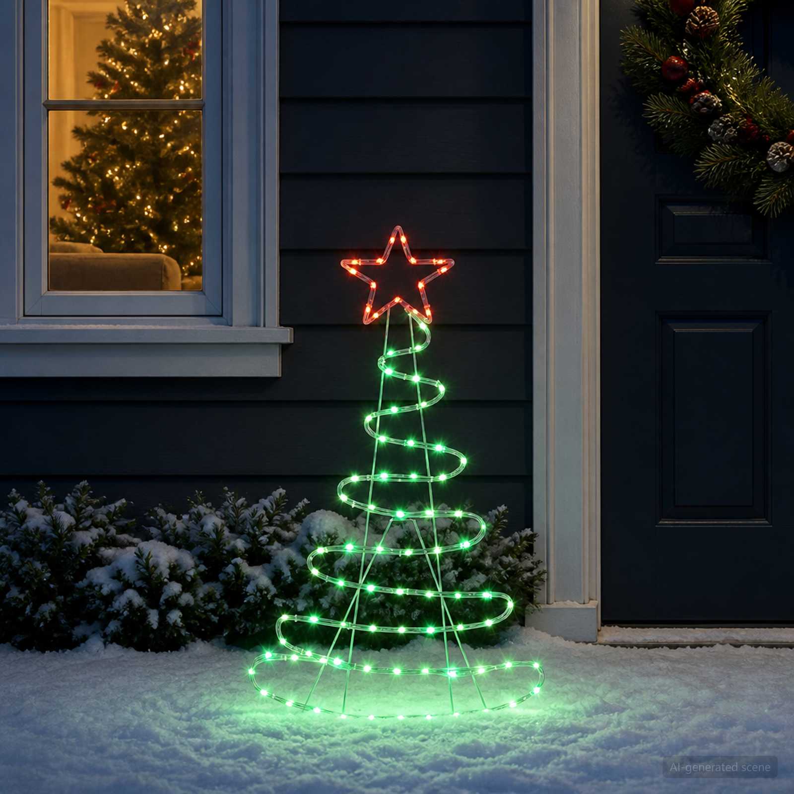 Sagoma albero di Natale LED LOVIISA 100 LED Rosso e Verde