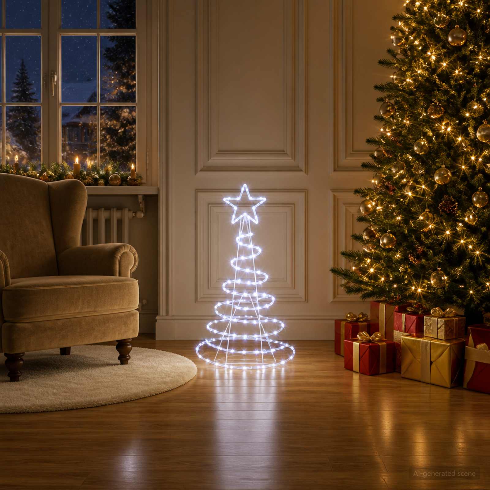 Sagoma albero di Natale LED LOVIISA 100 LED Bianco freddo