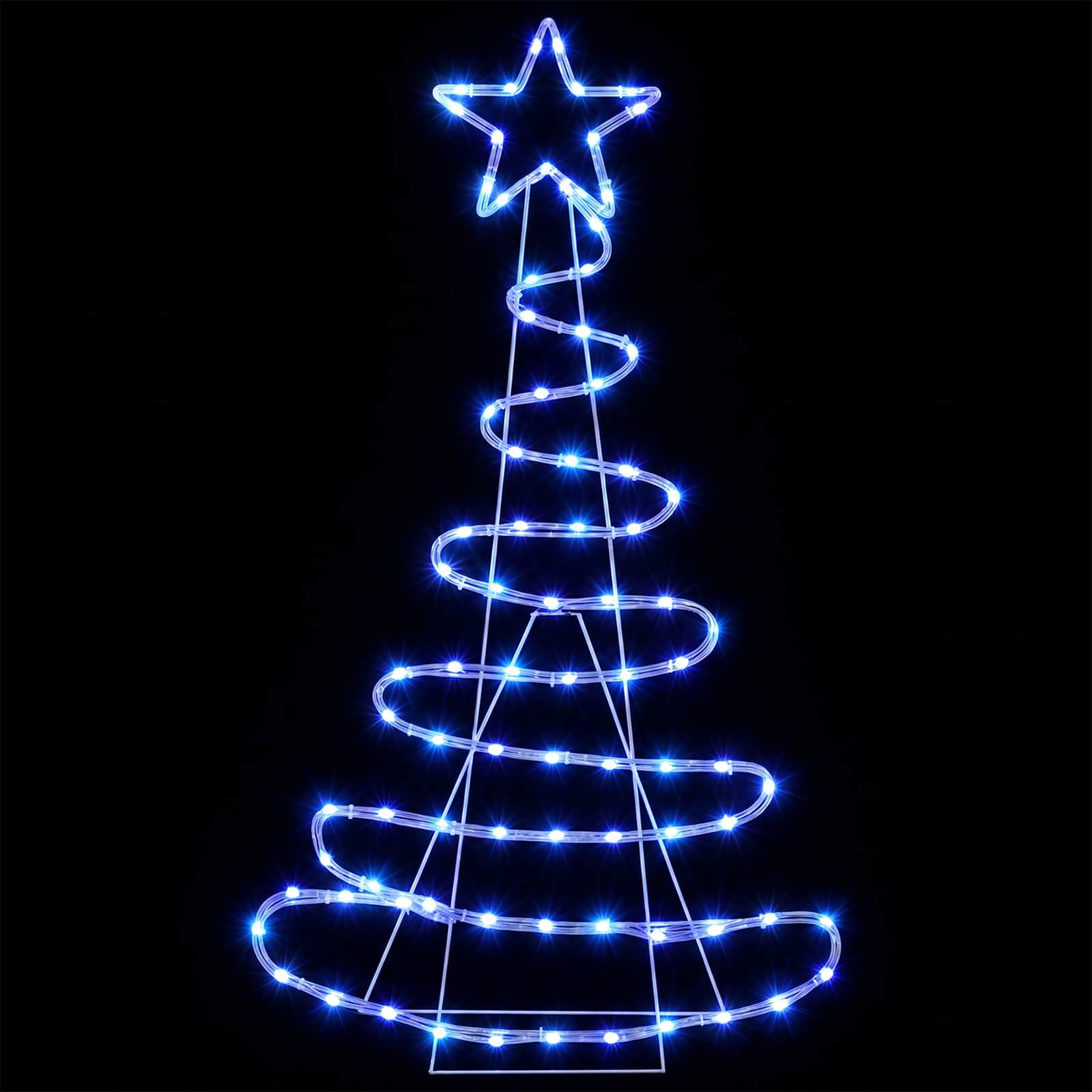 Sagoma albero di Natale LED LOVIISA 100 LED Blu 51 x 99 cm