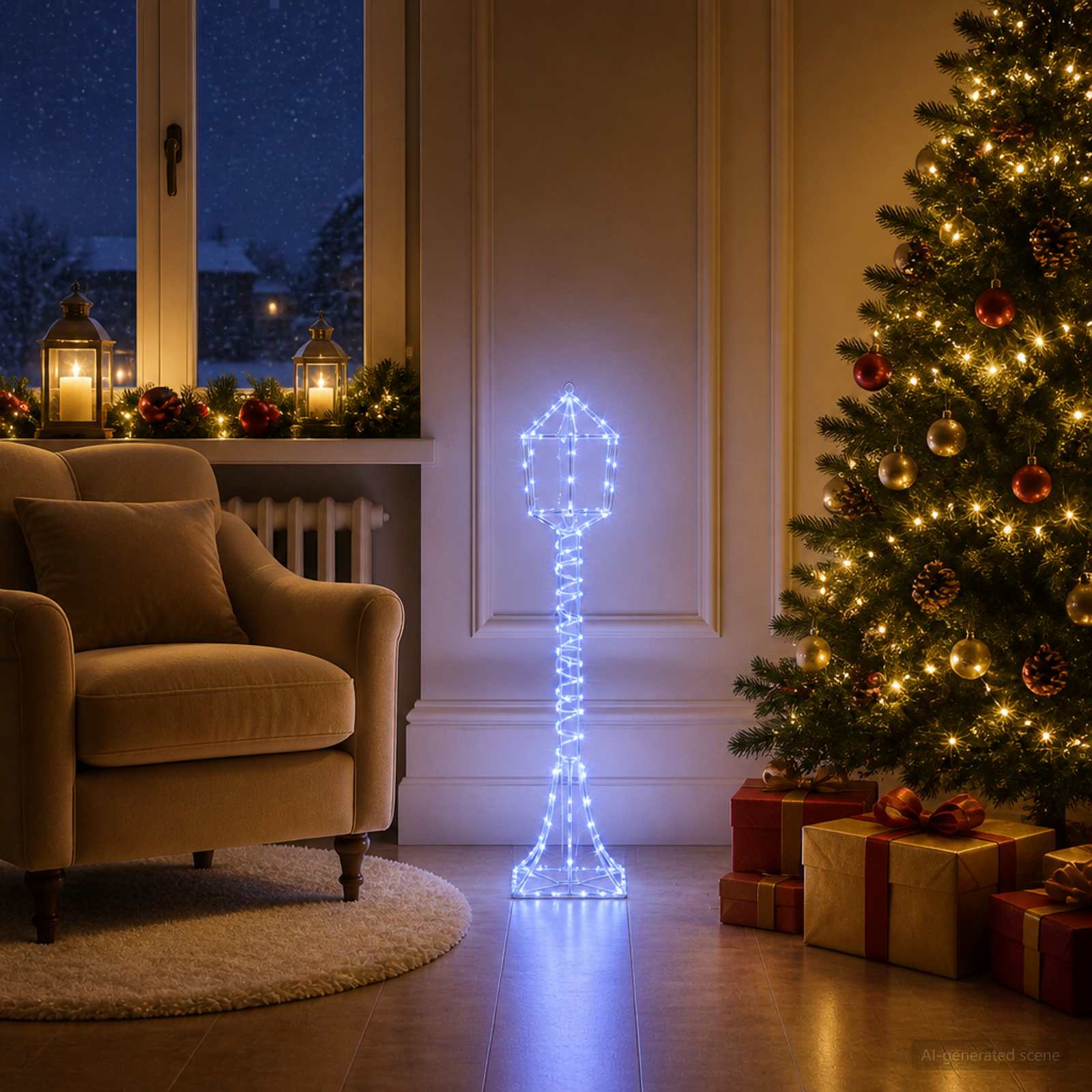 Lampione di Natale LED LOVIISA 160 LED Blu 24 x 24 x 102 cm