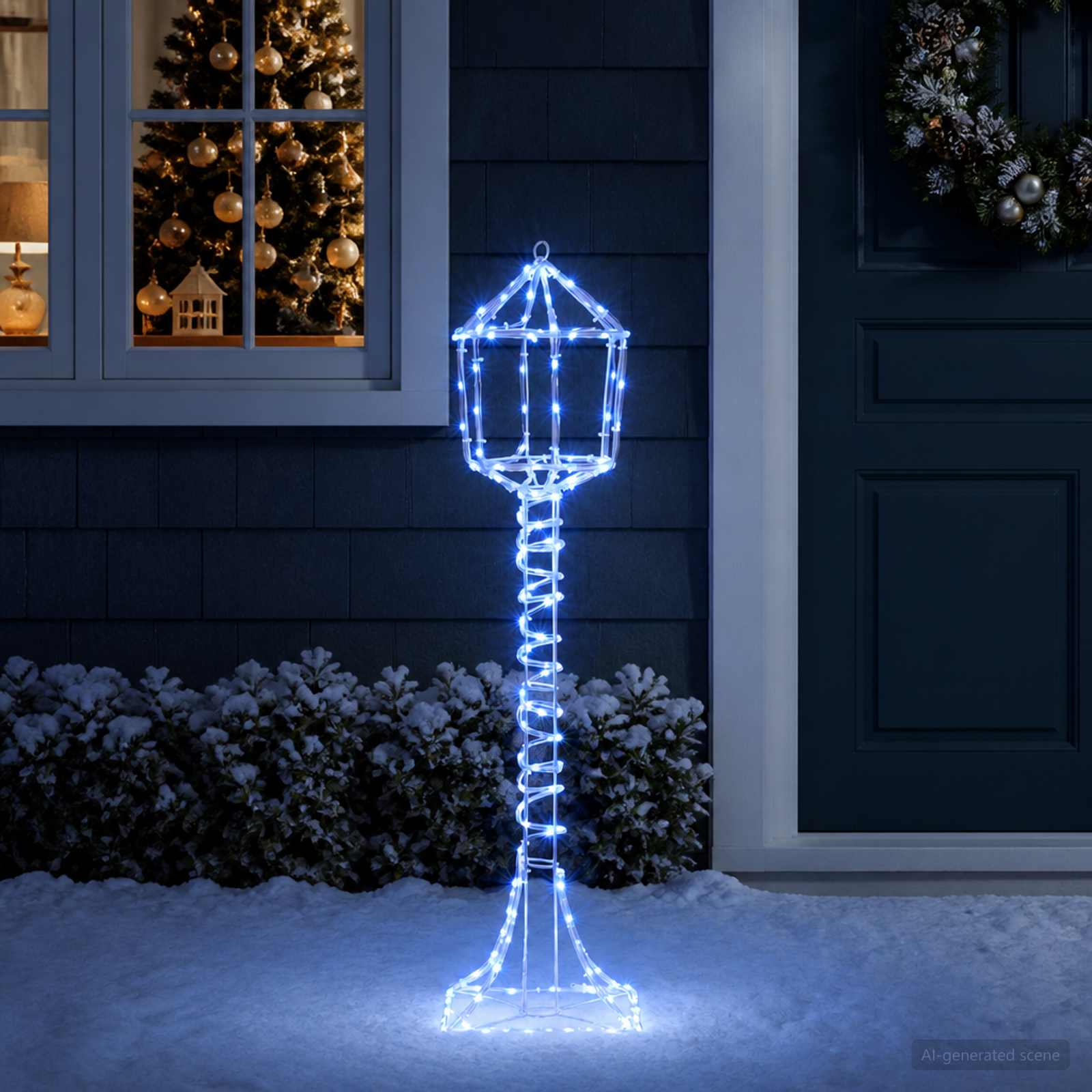 Lampione di Natale LED LOVIISA 160 LED Blu 24 x 24 x 102 cm