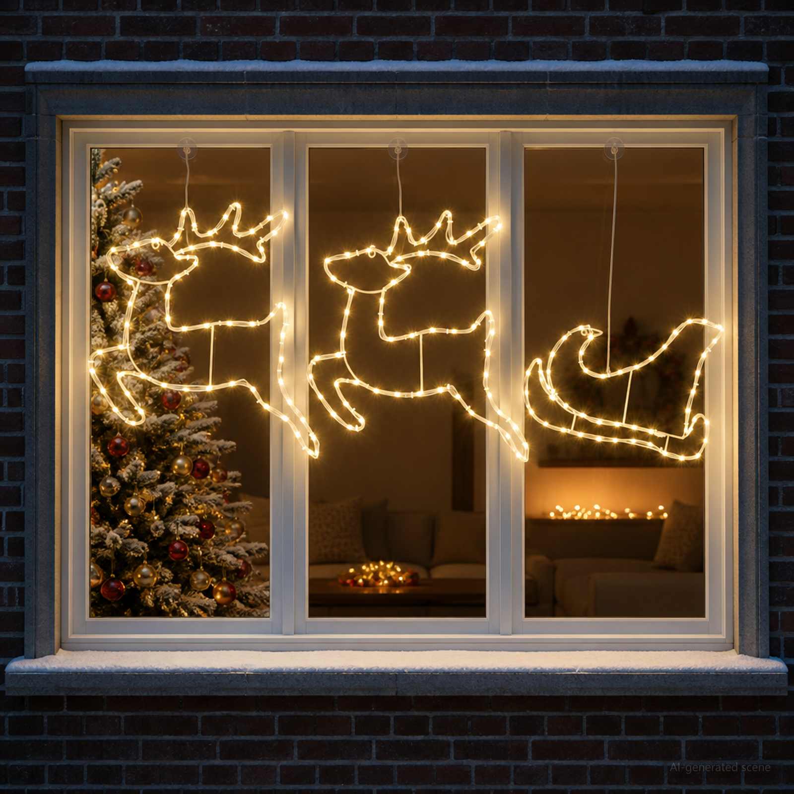 Decorazione natalizia con renna e slitta LOVIISA 180 LED