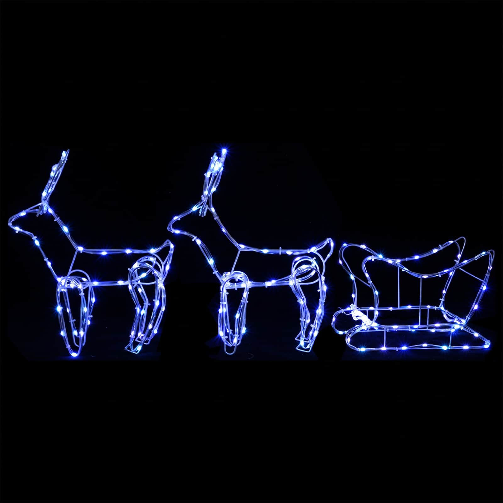 Decorazione natalizia con renna e slitta LOVIISA 240 LED Blu