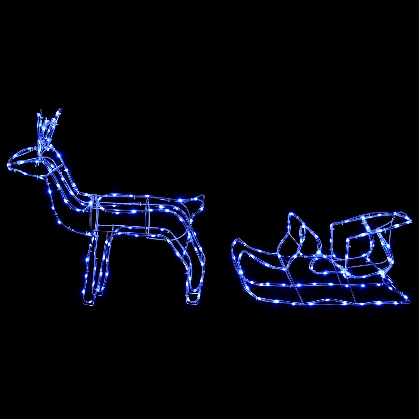 Decorazione natalizia con renna e slitta LOVIISA 240 LED Blu