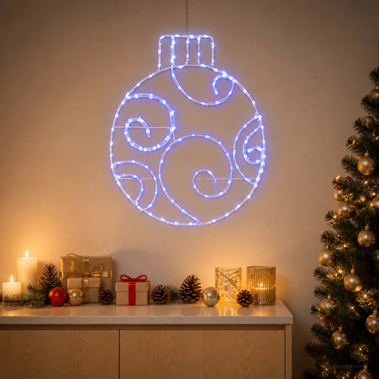 Sfera natalizia a LED LOVIISA 160 LED Blu 55 x 65 cm