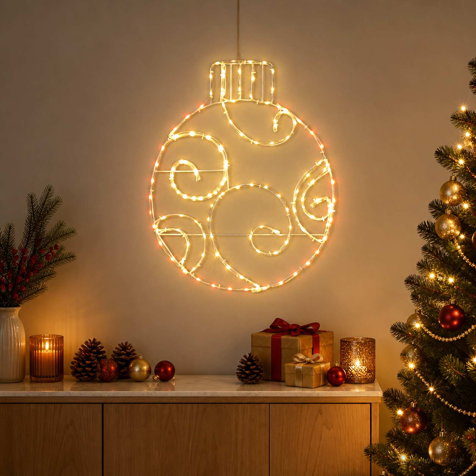 Sfera natalizia a LED LOVIISA 160 LED Rosso 55 x 65 cm