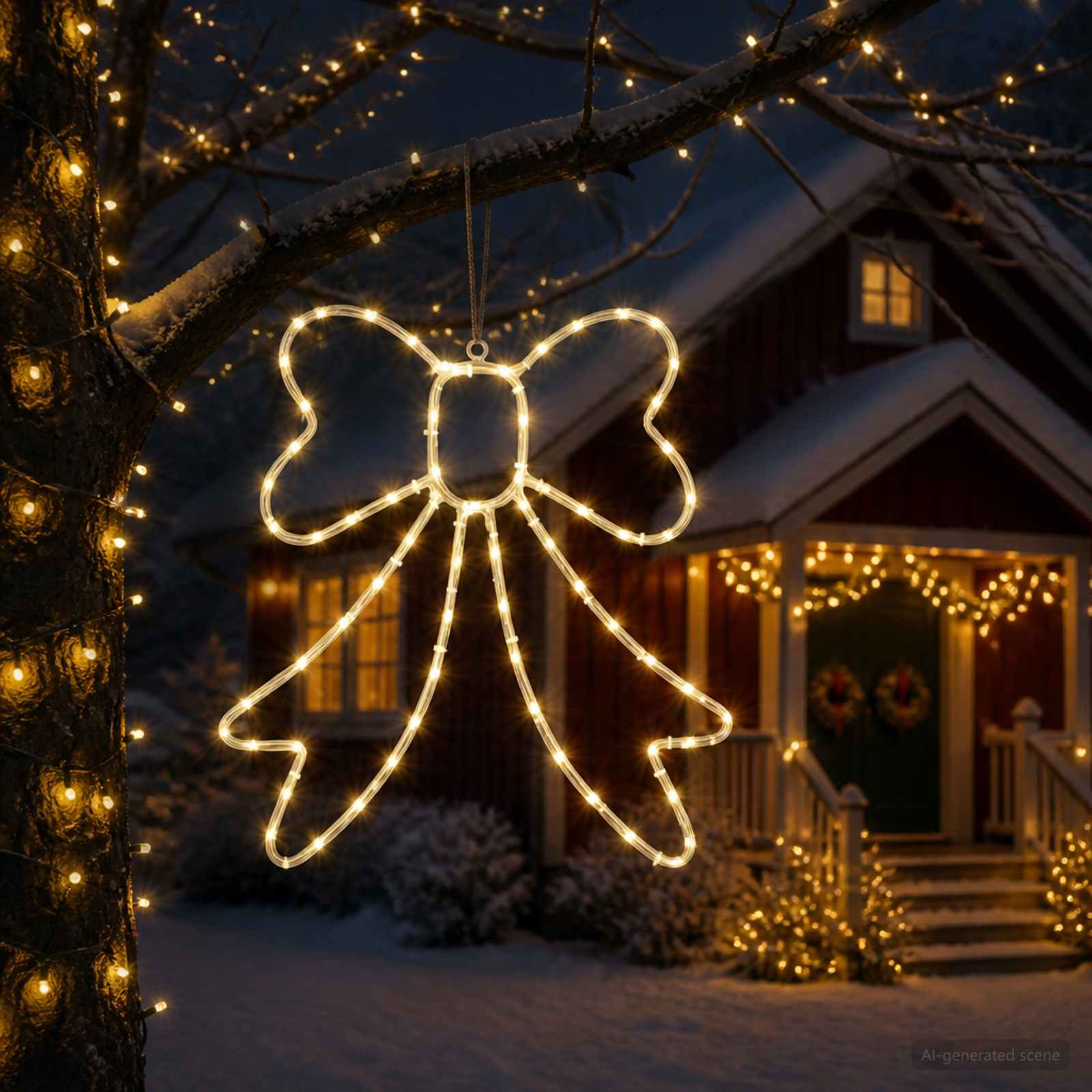 Fiocco di Natale luminoso LED LOVIISA 70 LED Bianco caldo