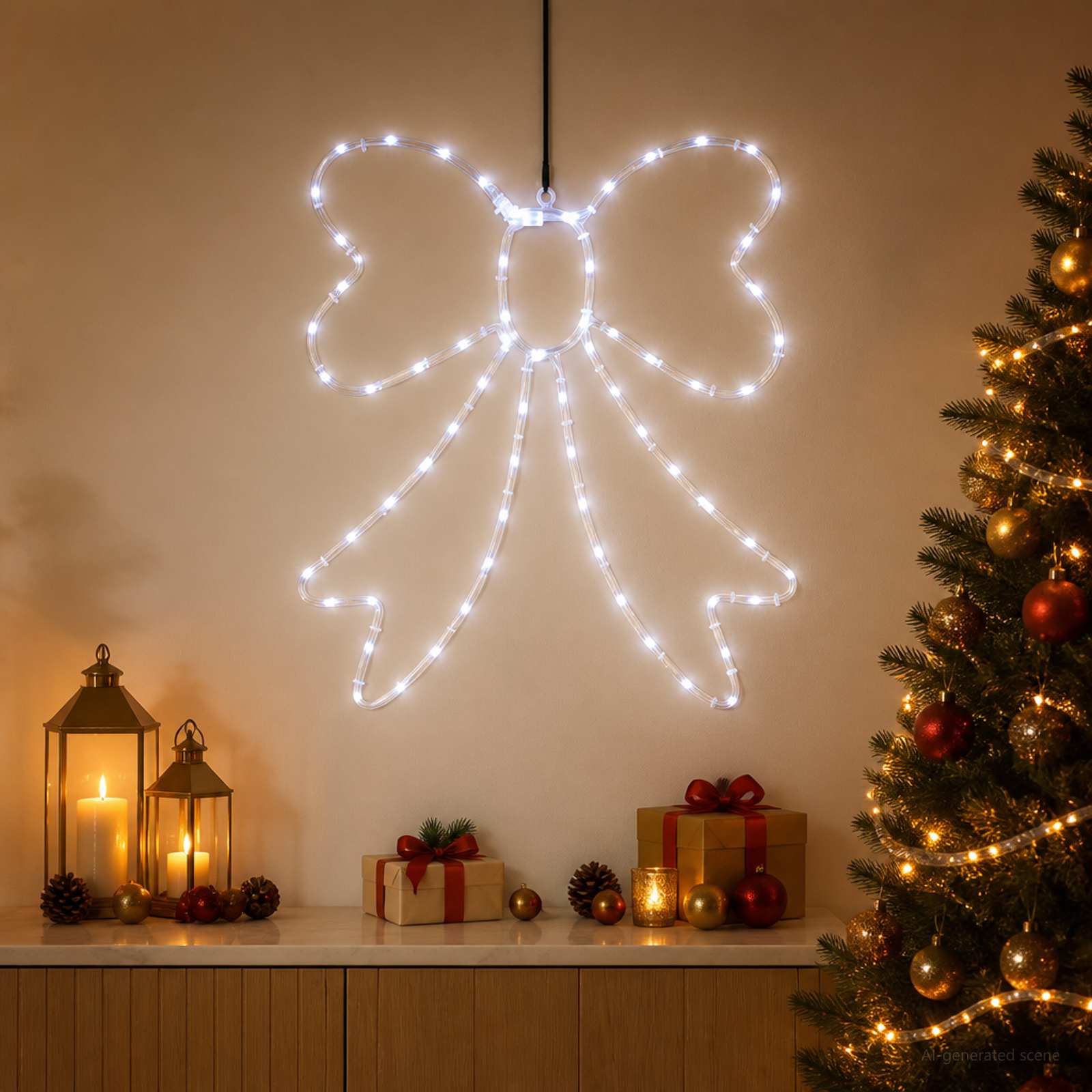 Fiocco di Natale luminoso LED LOVIISA 70 LED Bianco freddo