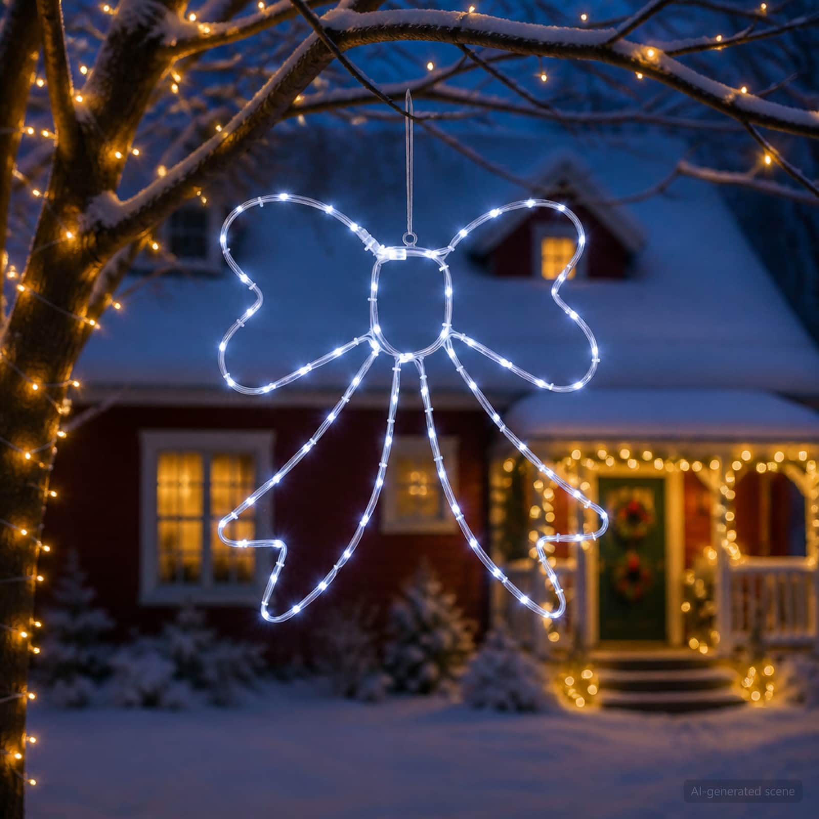 Fiocco di Natale luminoso LED LOVIISA 70 LED Bianco freddo
