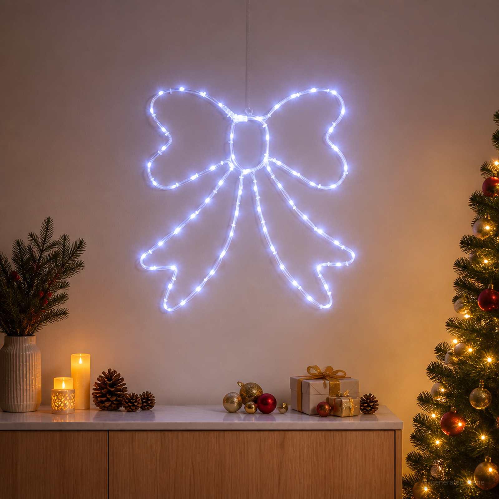 Fiocco di Natale luminoso LED LOVIISA 70 LED Blu 50 x 51 cm