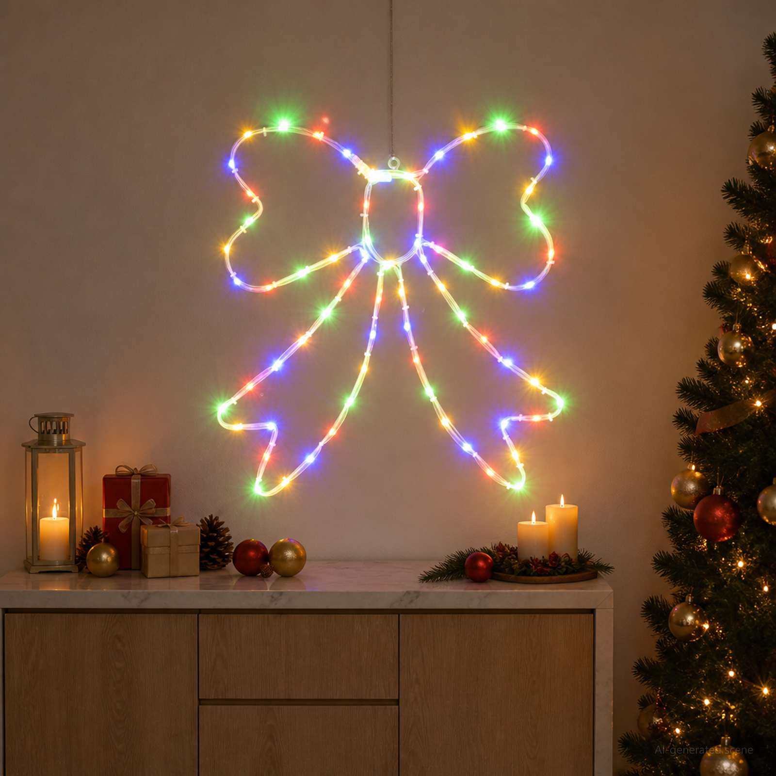 Fiocco di Natale luminoso LED LOVIISA 70 LED Multicolore