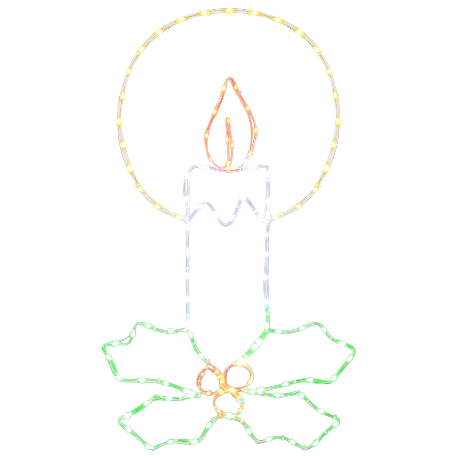 Candela natalizia a tubo luminoso LED con agrifoglio LOVIISA