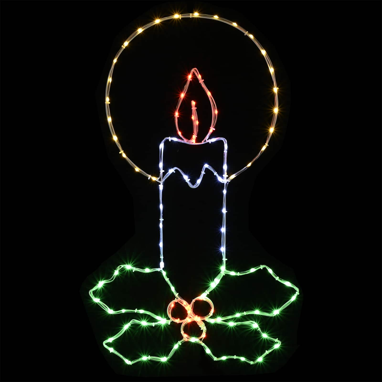 Candela natalizia a tubo luminoso LED con agrifoglio LOVIISA