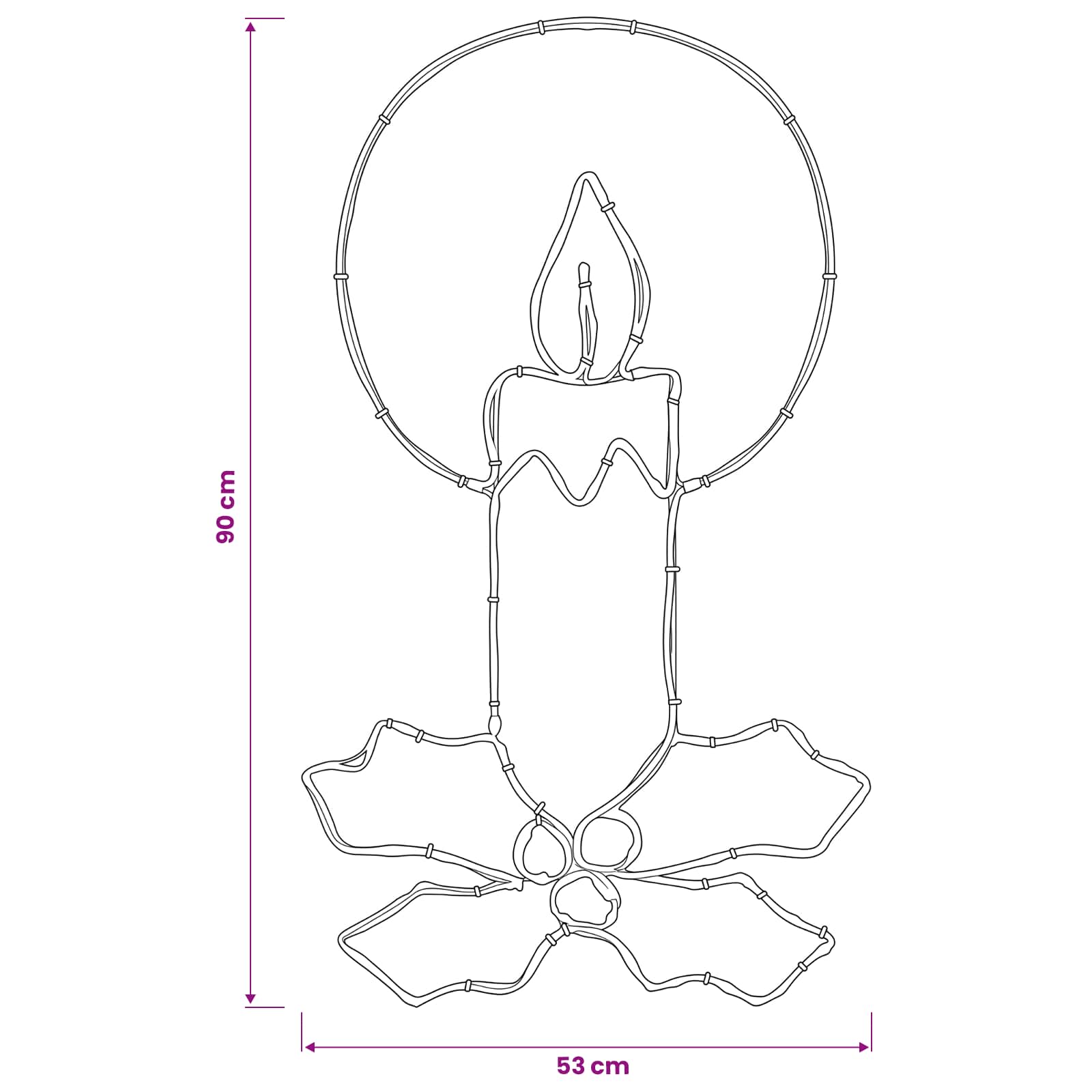 Candela natalizia a tubo luminoso LED con agrifoglio LOVIISA