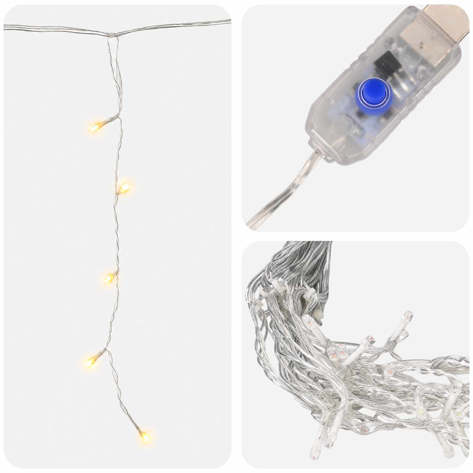 Tende di luci 210 LED Bianco caldo 500 x 72 cm