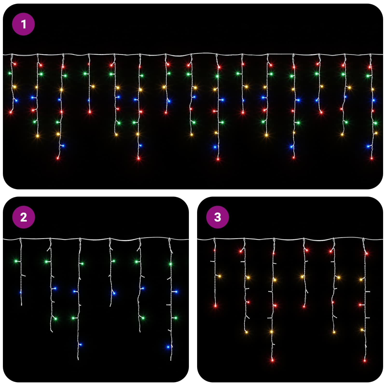 Tende di luci 210 LED Multicolore 500 x 72 cm