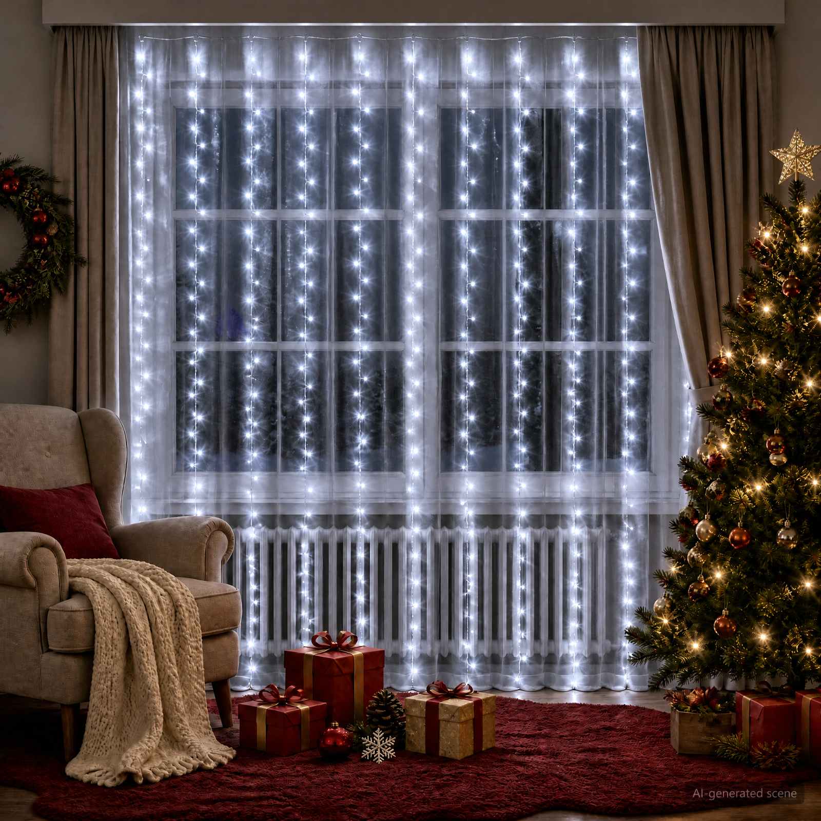 Tenda luminosa Trasparente 300 x 300 cm PVC 300 LED