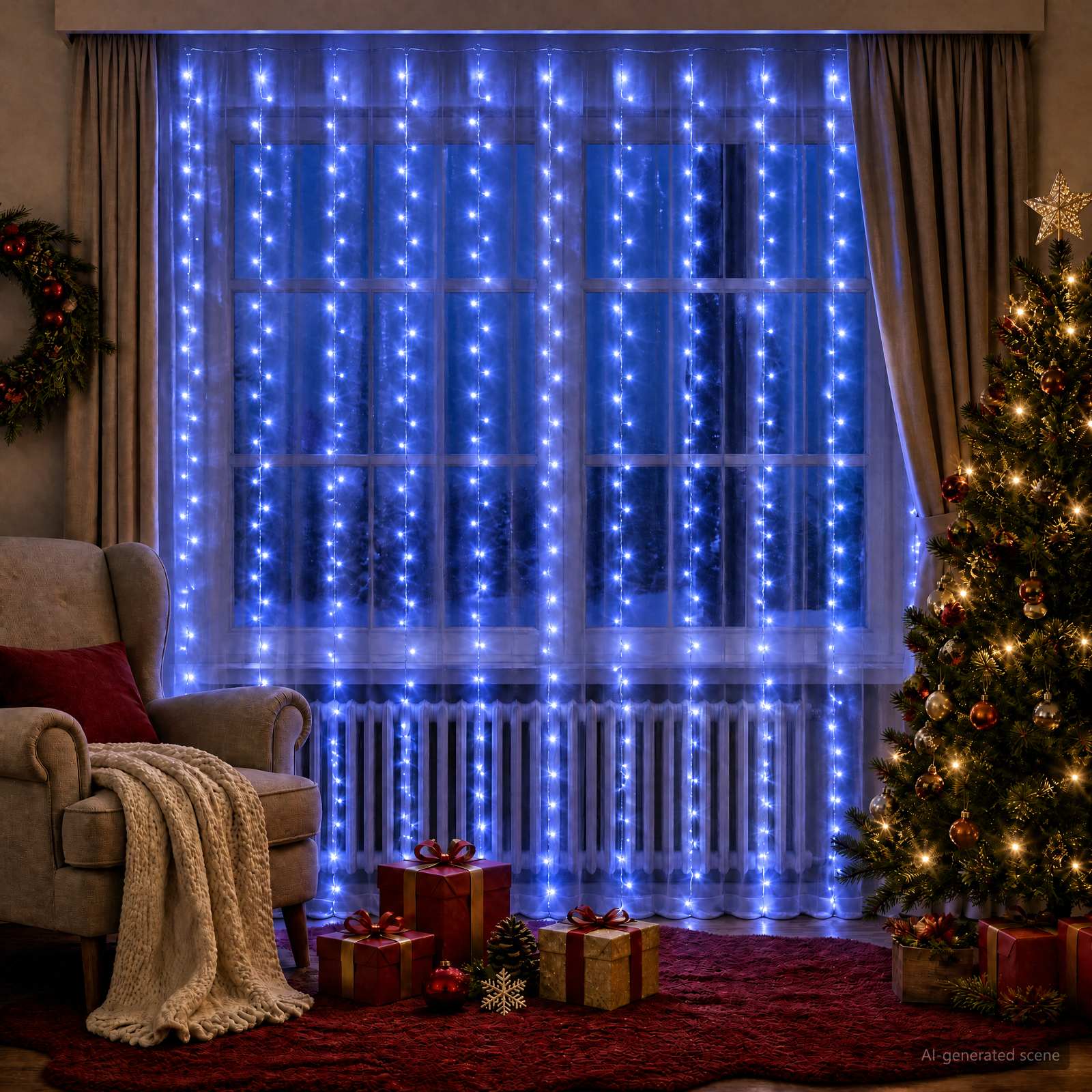 Tenda luminosa Trasparente 300 x 300 cm PVC 300 LED