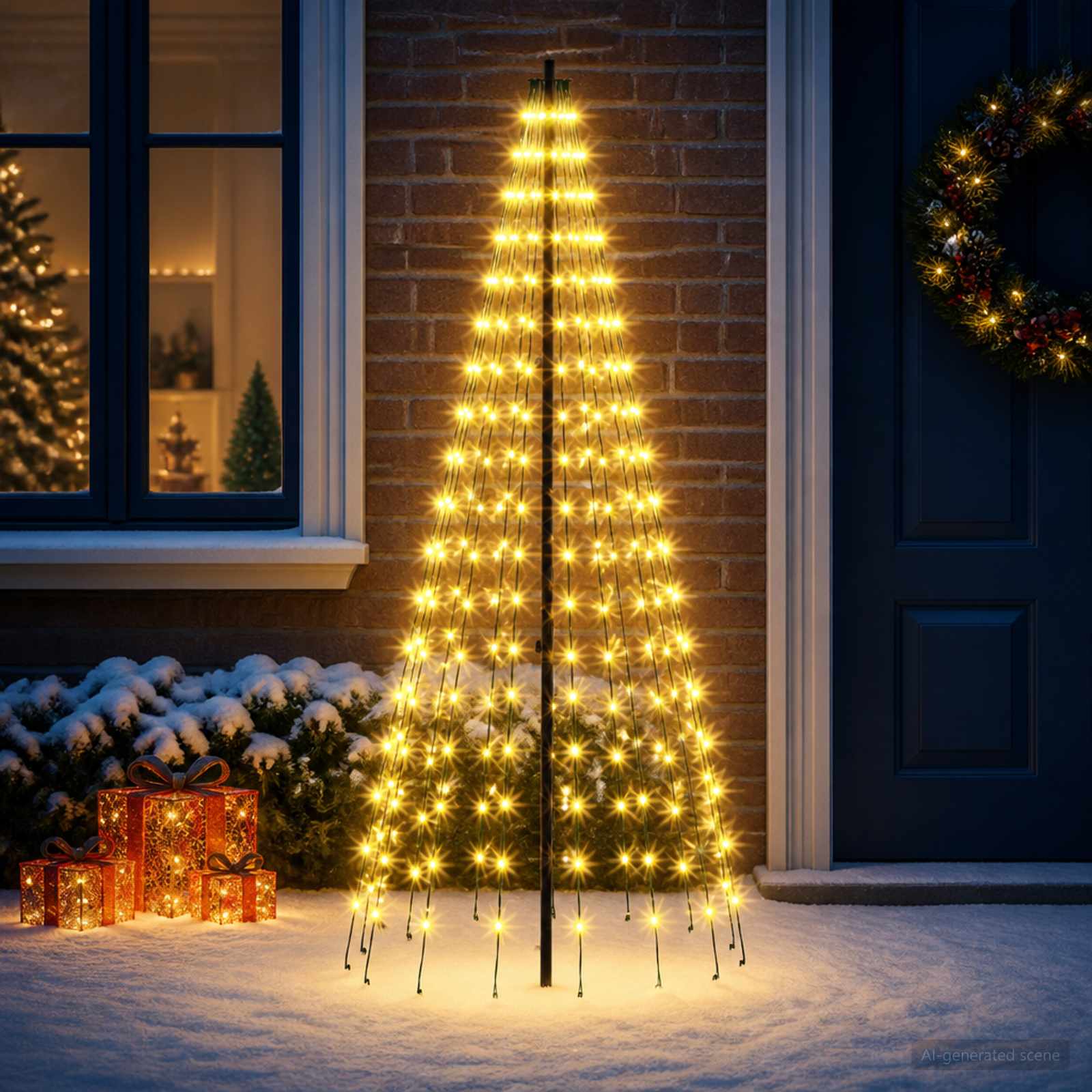 Albero di Natale LED 165 cm 270 LED Bianco caldo Ferro Nero