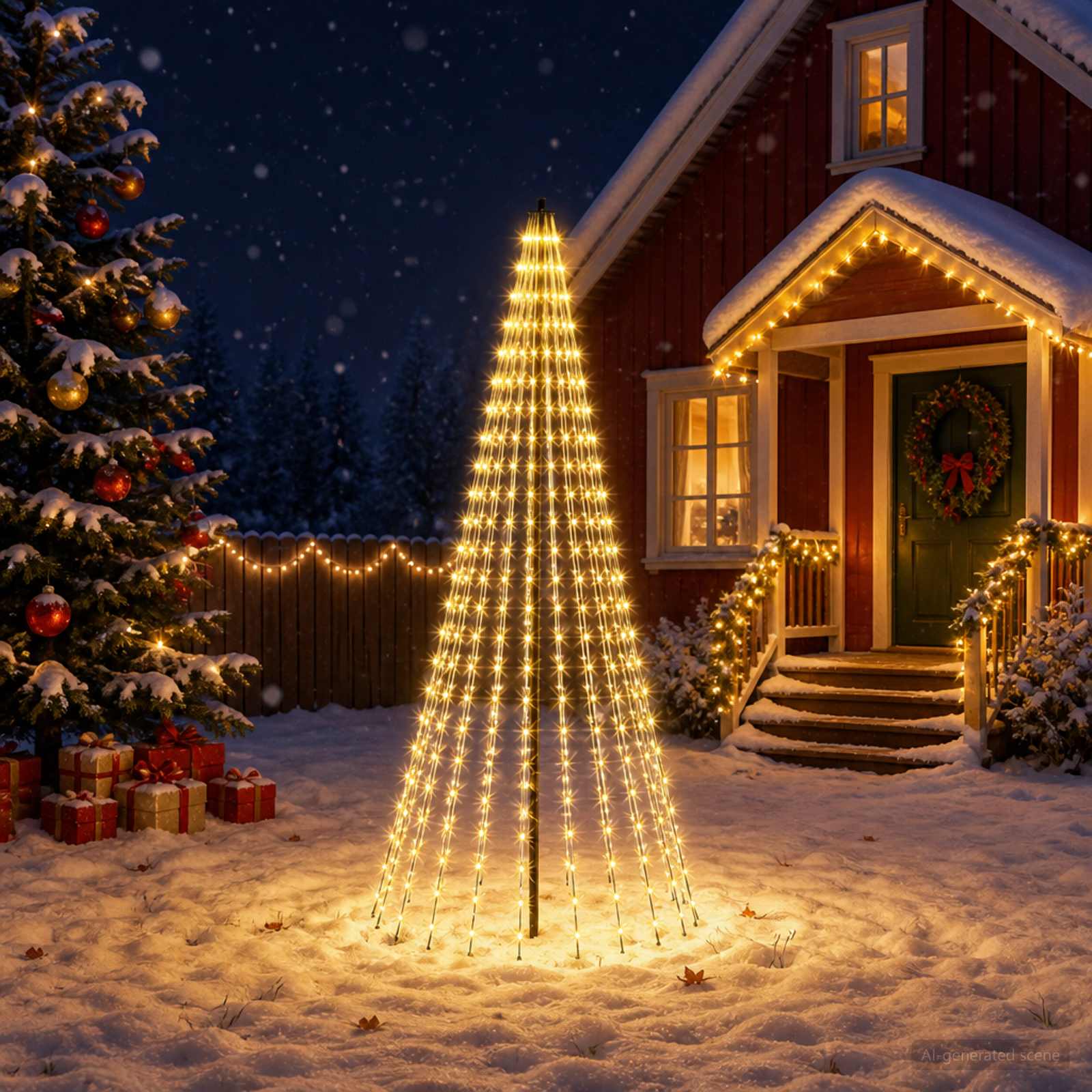 Albero di Natale LED 235 cm 500 LED Bianco caldo Ferro Nero