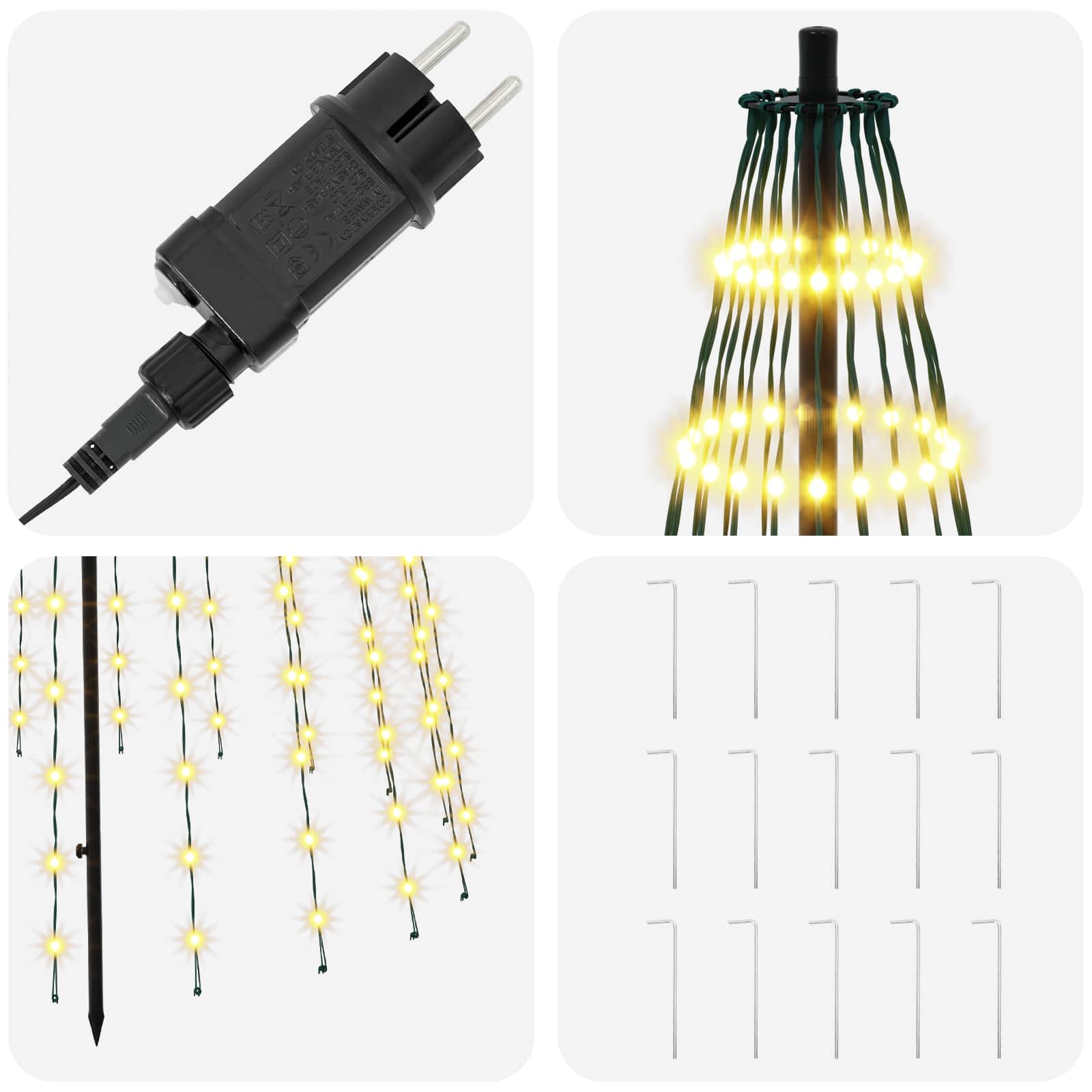 Albero di Natale LED 235 cm 500 LED Bianco caldo Ferro Nero