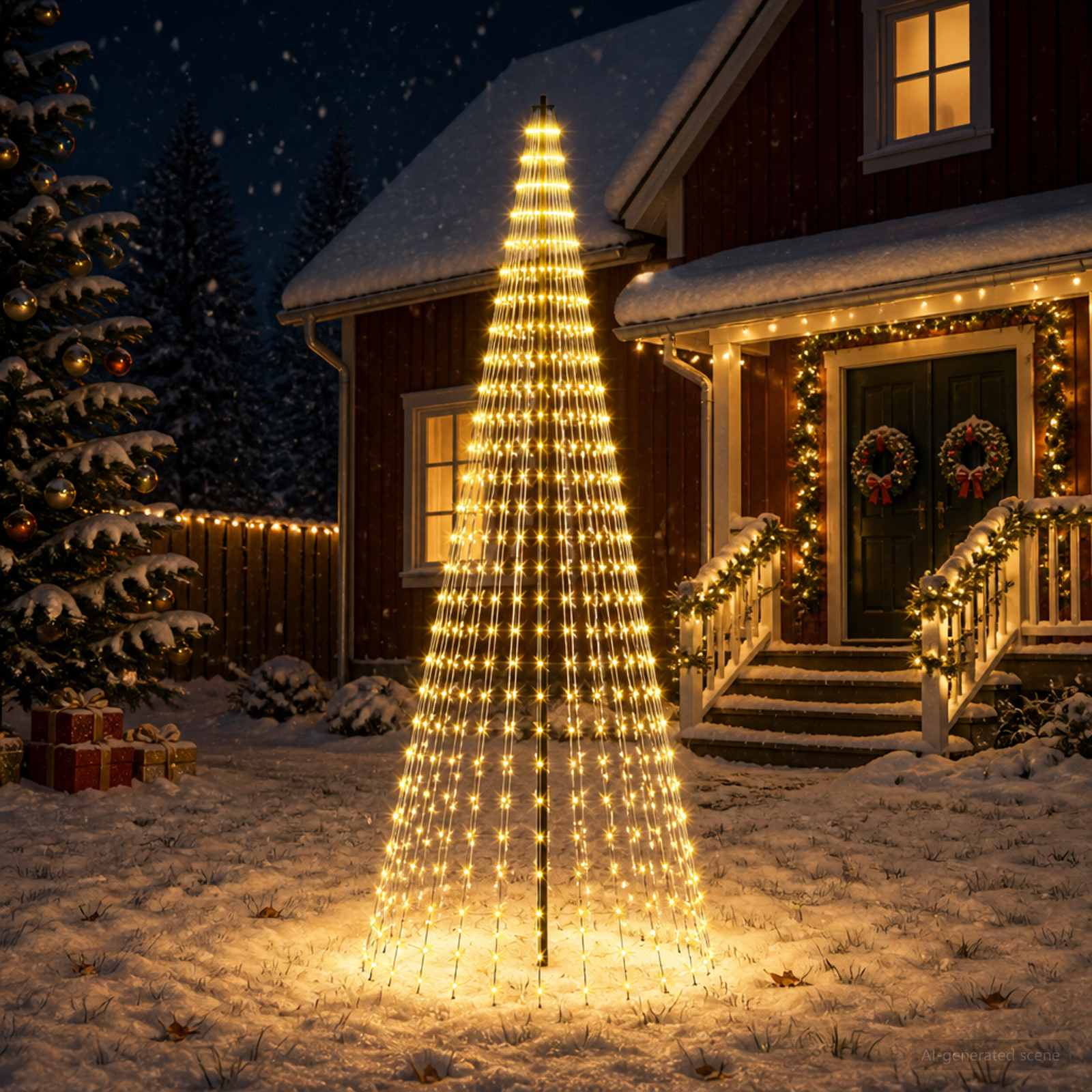 Albero di Natale LED 285 cm 744 LED Bianco caldo Ferro Nero