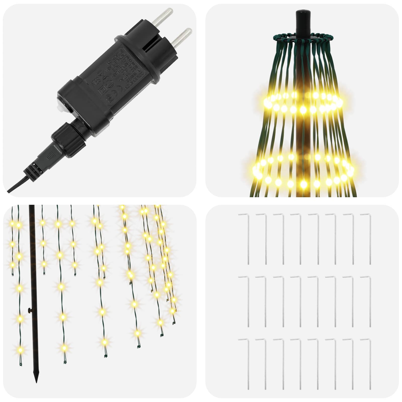 Albero di Natale LED 285 cm 744 LED Bianco caldo Ferro Nero
