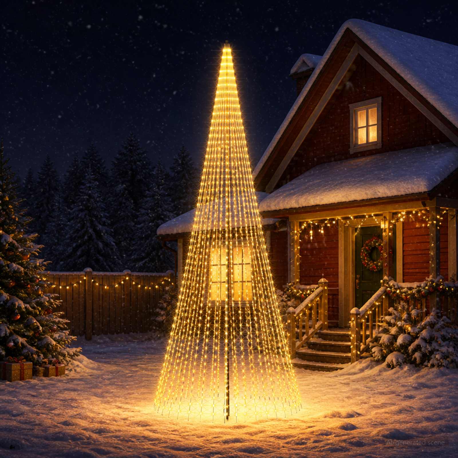 Albero di Natale LED 485 cm 1632 LED Bianco caldo Ferro Nero