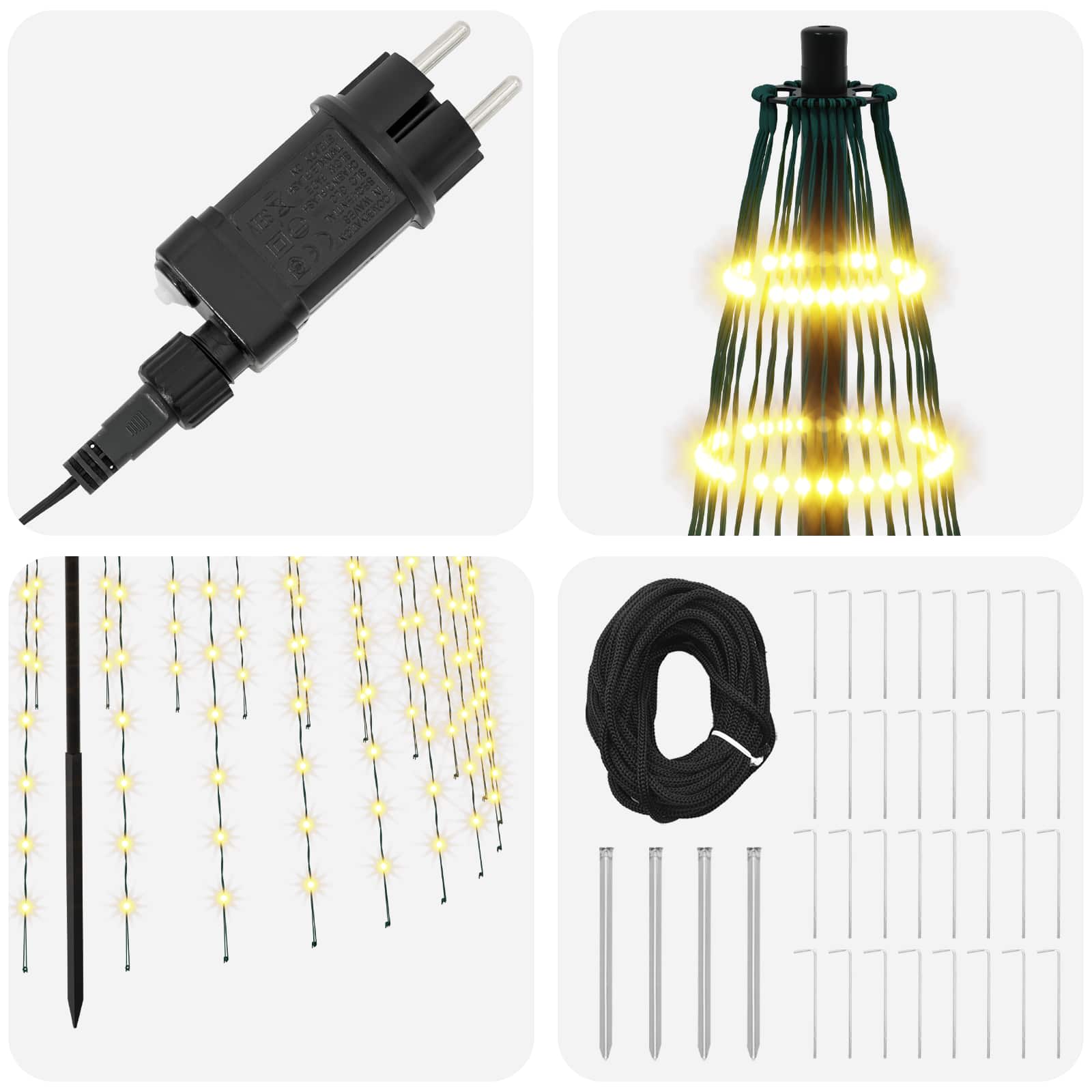 Albero di Natale LED 485 cm 1632 LED Bianco caldo Ferro Nero
