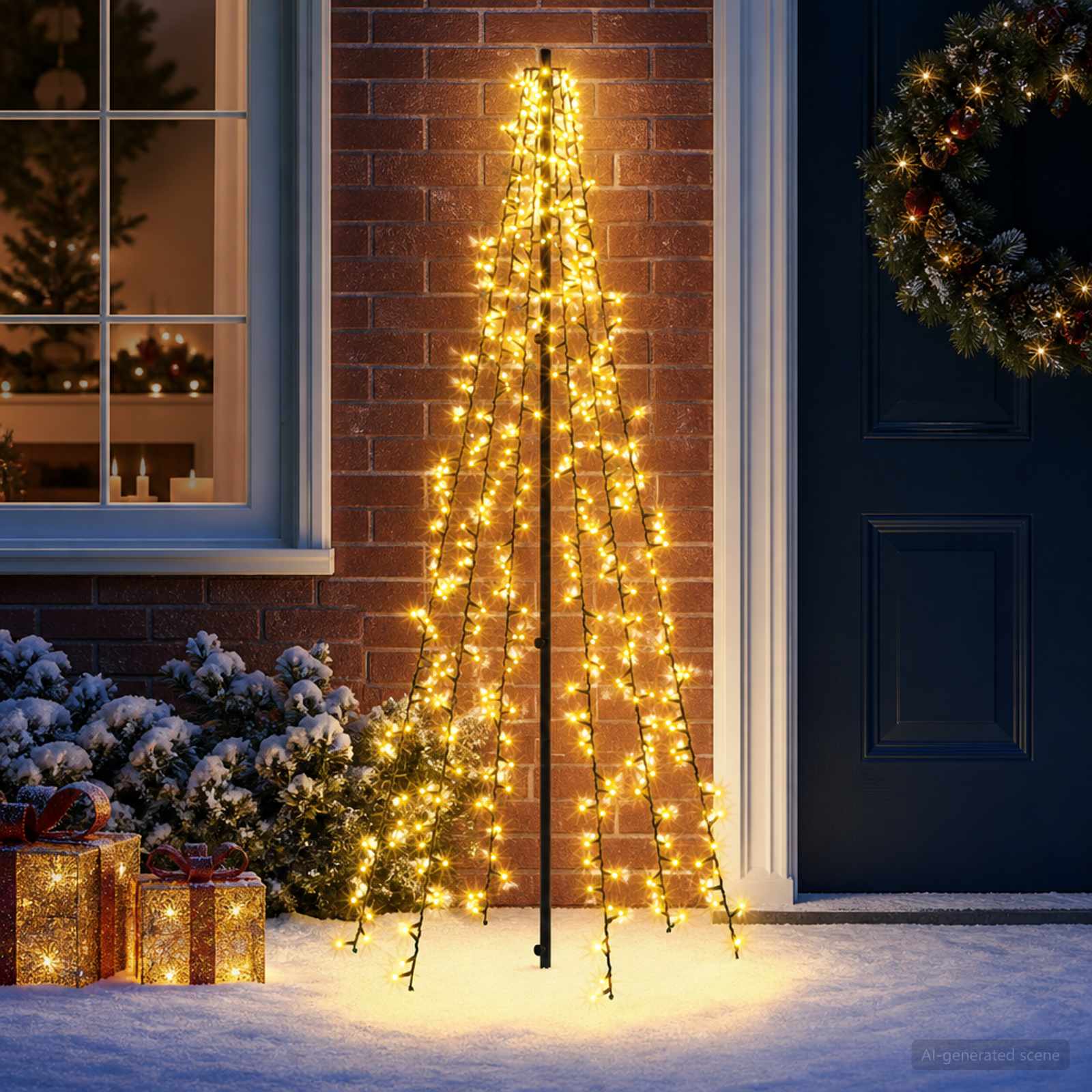 Albero di Natale LED 165 cm 540 LED Bianco caldo Acciaio Nero