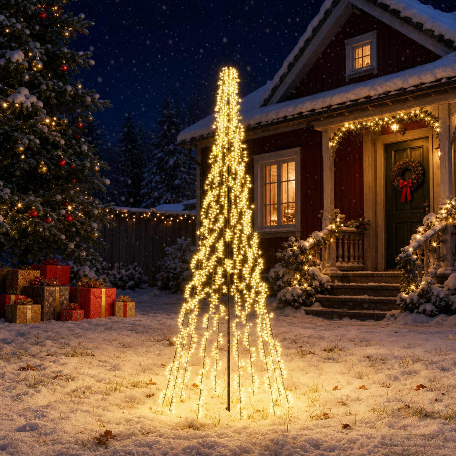 Albero di Natale LED 285 cm 1550 LED Bianco caldo Acciaio Nero