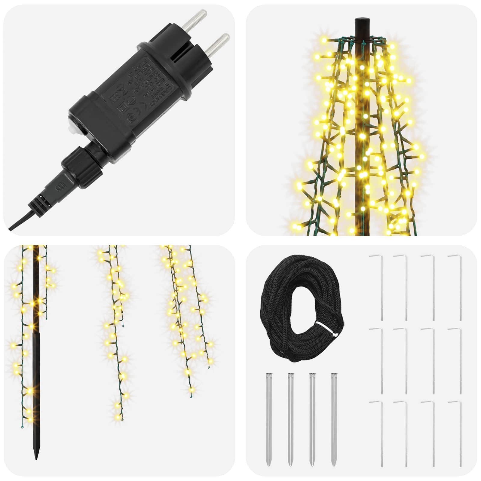 Albero di Natale LED 385 cm 2460 LED Bianco caldo Acciaio Nero
