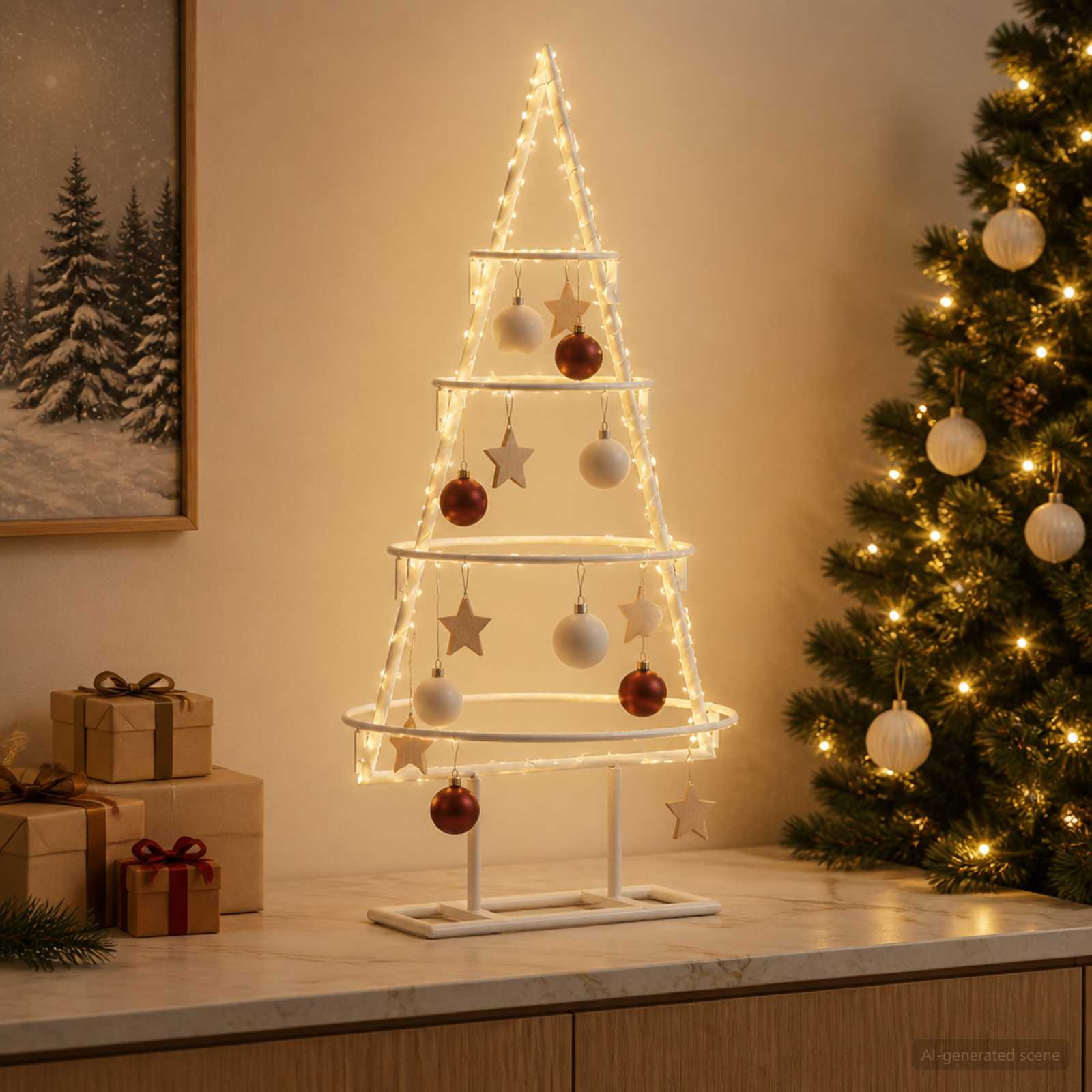 Albero di Natale in metallo con supporto KUOPIO 60 cm Acciaio