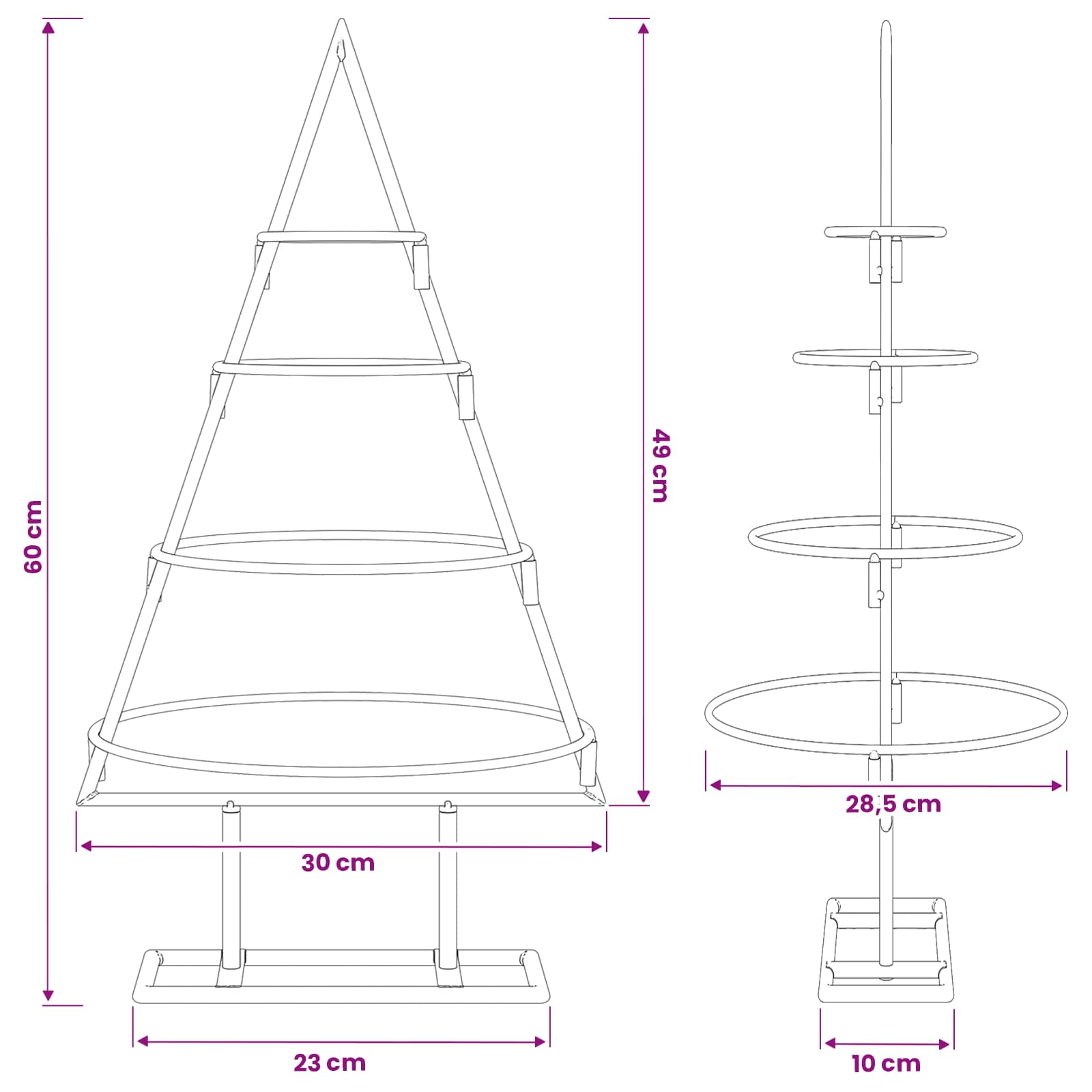 Albero di Natale in metallo con supporto KUOPIO 60 cm Acciaio