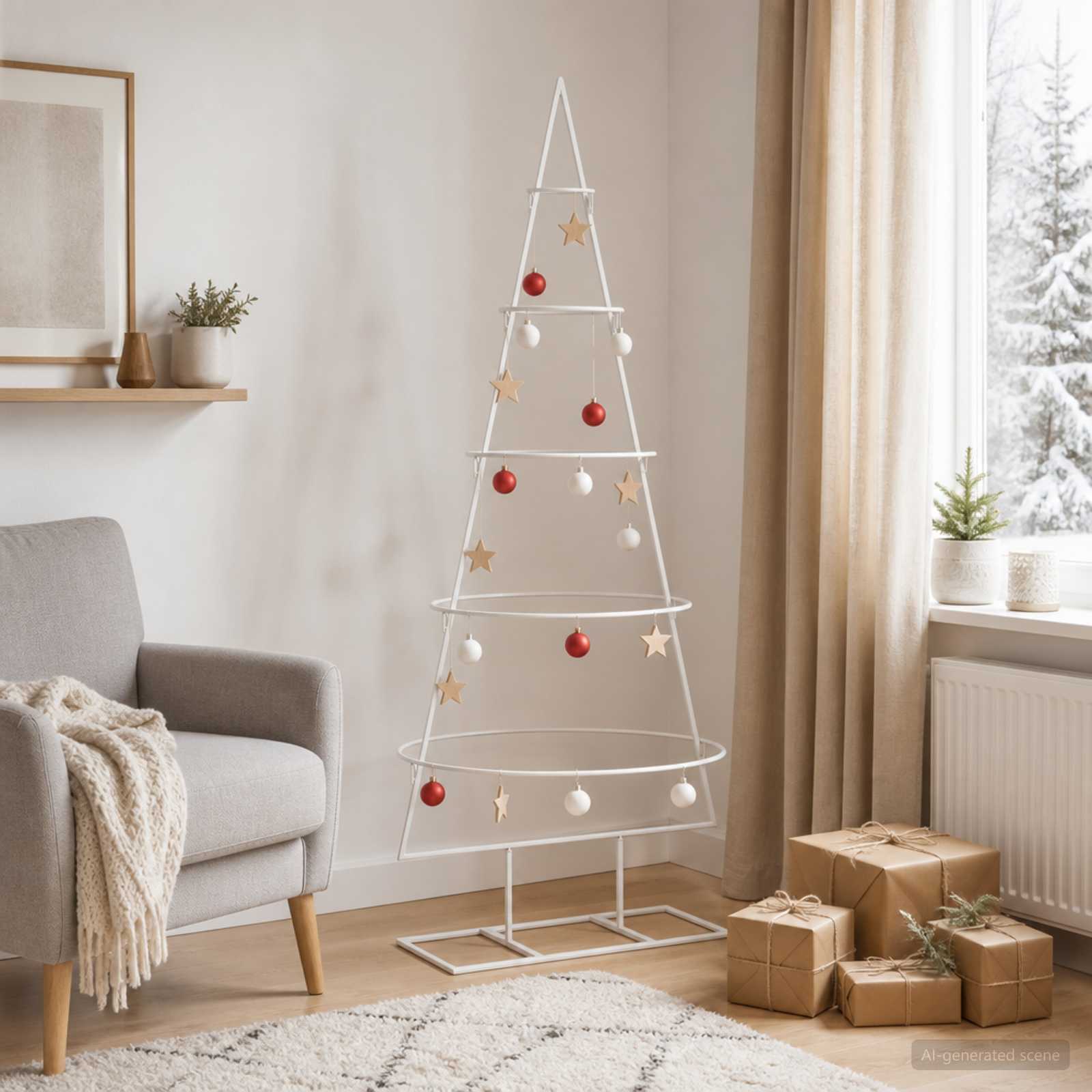 Albero di Natale in metallo con supporto KUOPIO 125 cm Acciaio