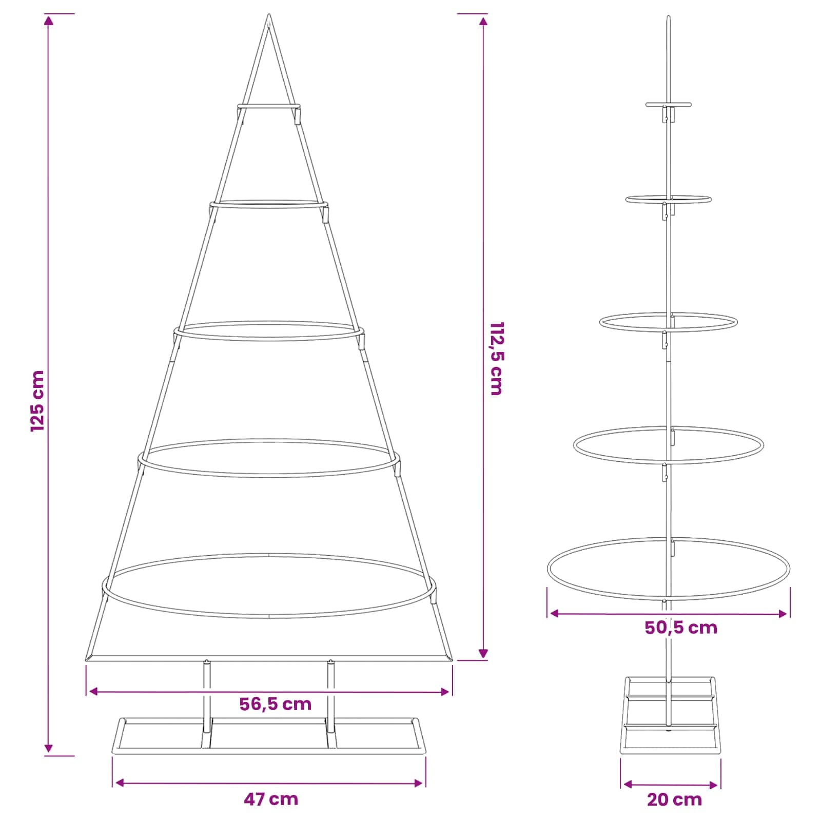 Albero di Natale in metallo con supporto KUOPIO 125 cm Acciaio