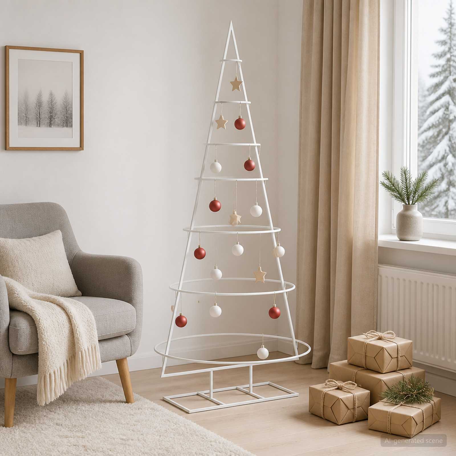 Albero di Natale in metallo con supporto KUOPIO 150 cm Acciaio