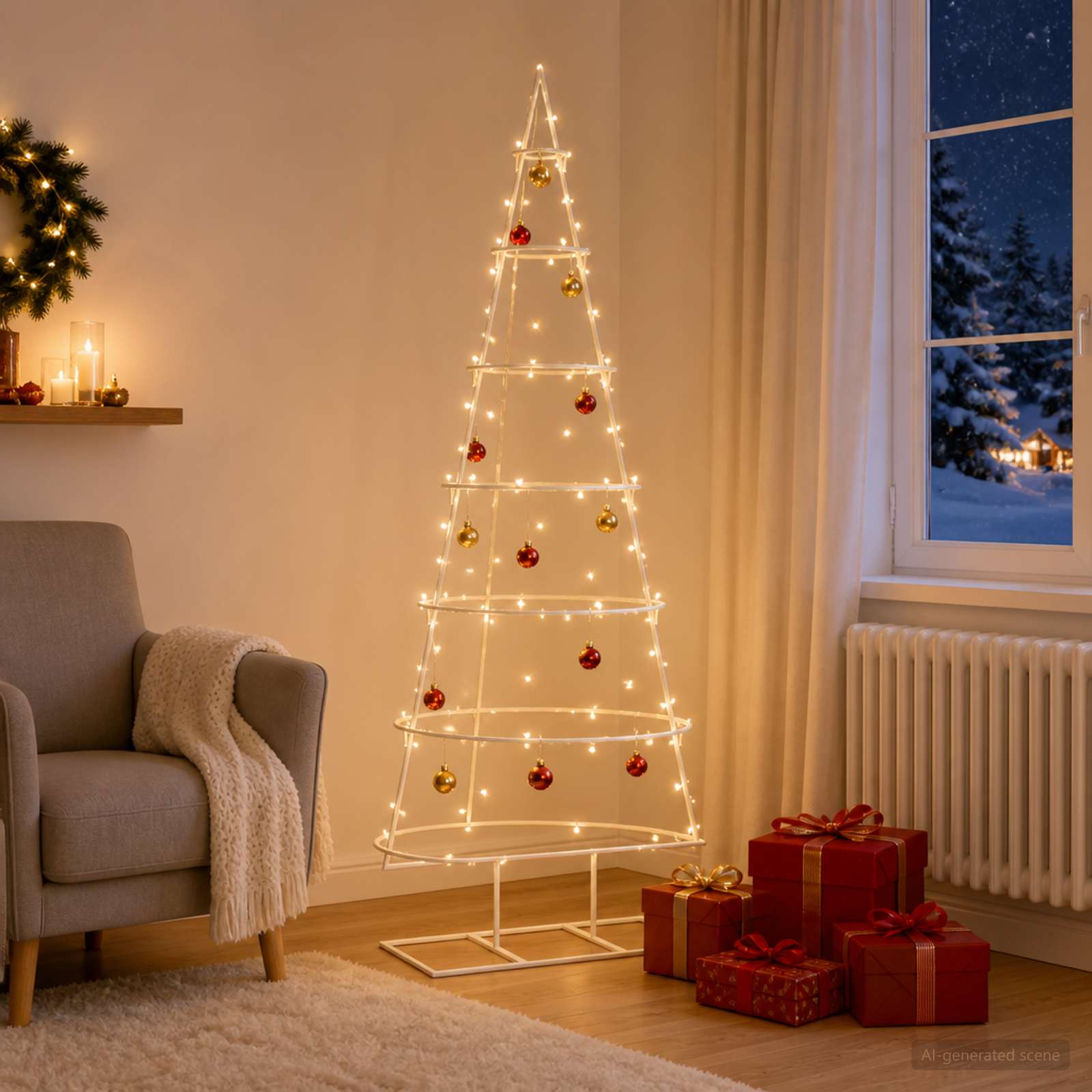 Albero di Natale in metallo con supporto KUOPIO 150 cm Acciaio