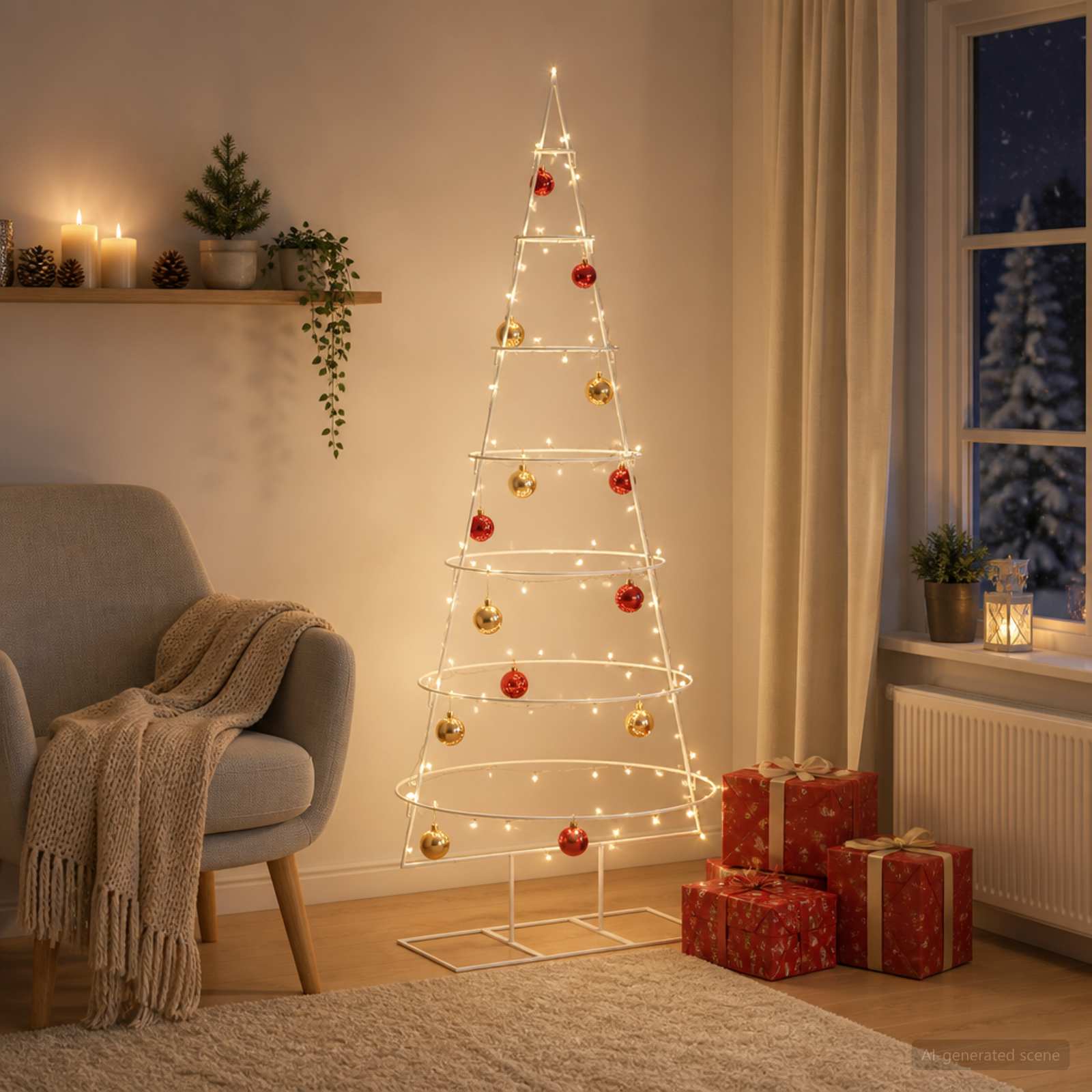 Albero di Natale in metallo con supporto KUOPIO 180 cm Acciaio