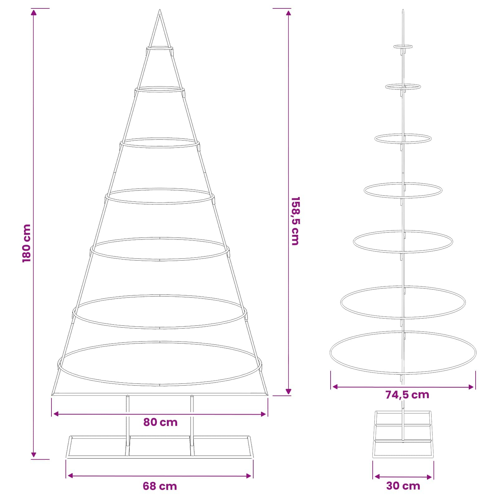 Albero di Natale in metallo con supporto KUOPIO 180 cm Acciaio