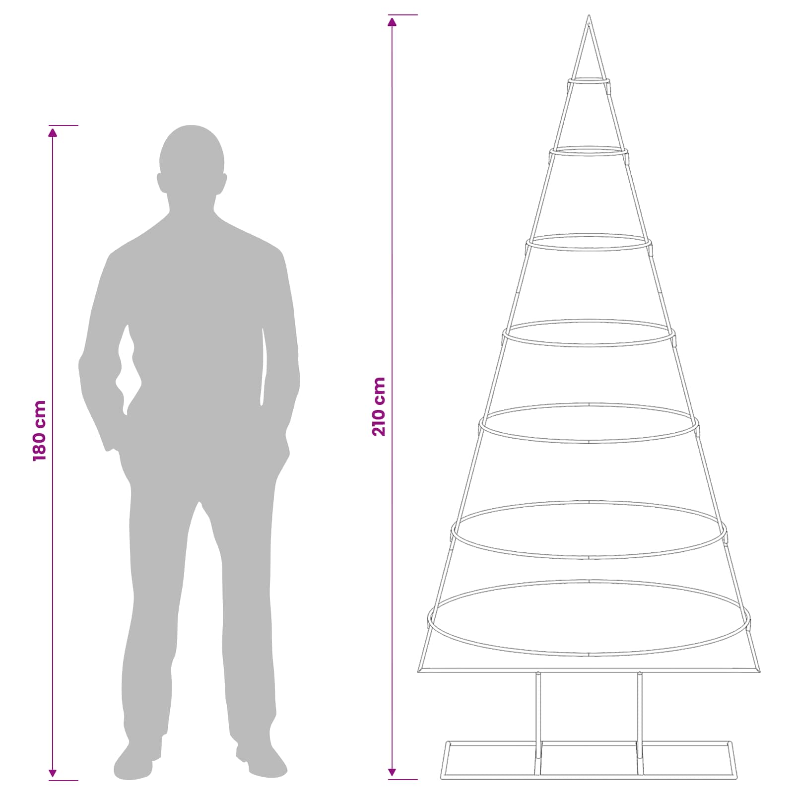 Albero di Natale in metallo con supporto KUOPIO 180 cm Acciaio