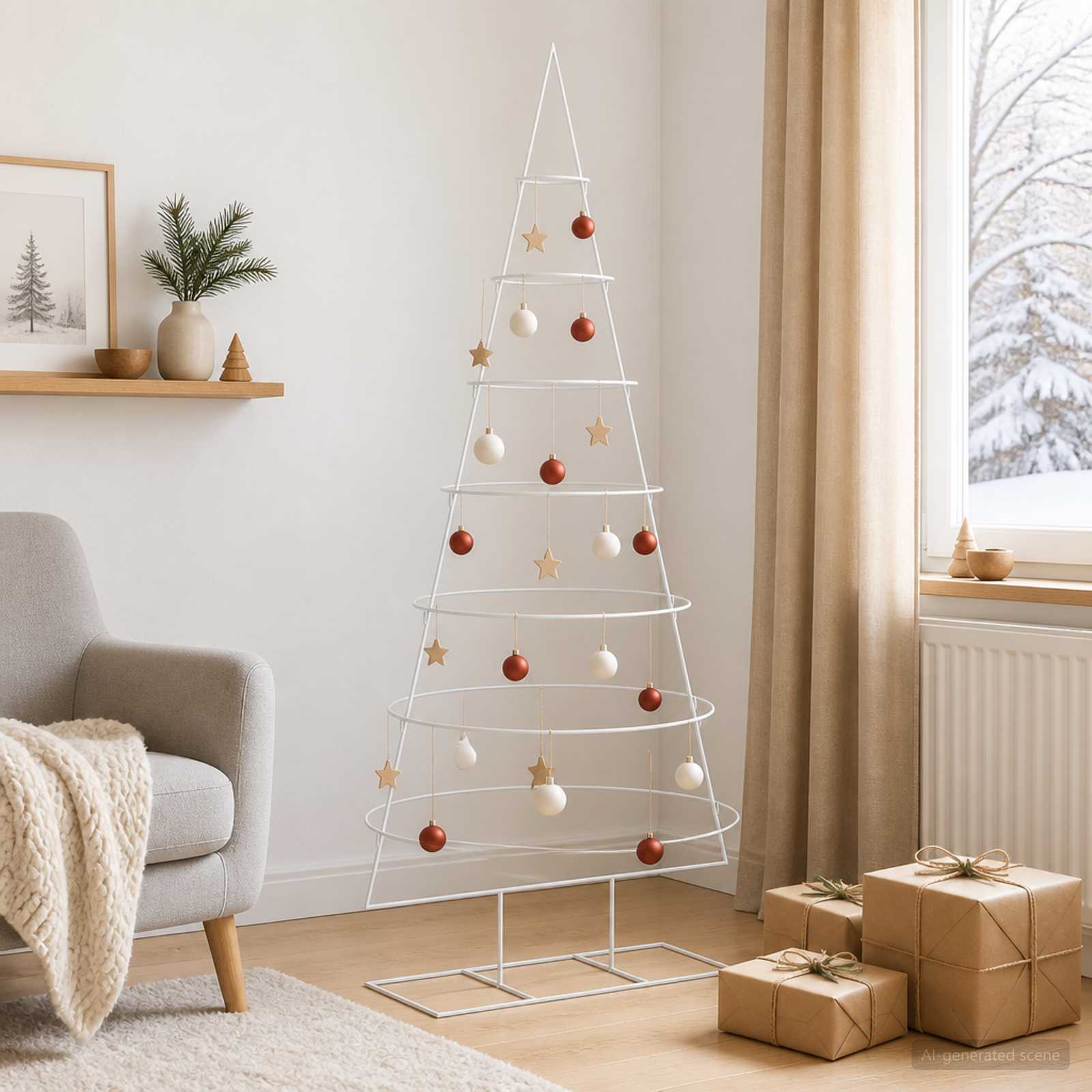 Albero di Natale in metallo con supporto KUOPIO 210 cm Acciaio