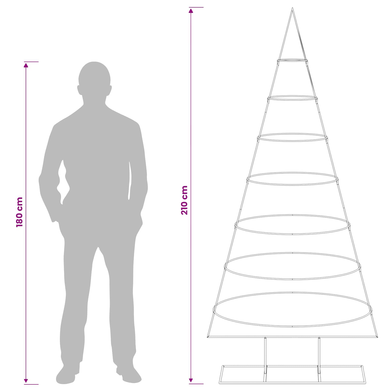 Albero di Natale in metallo con supporto KUOPIO 210 cm Acciaio