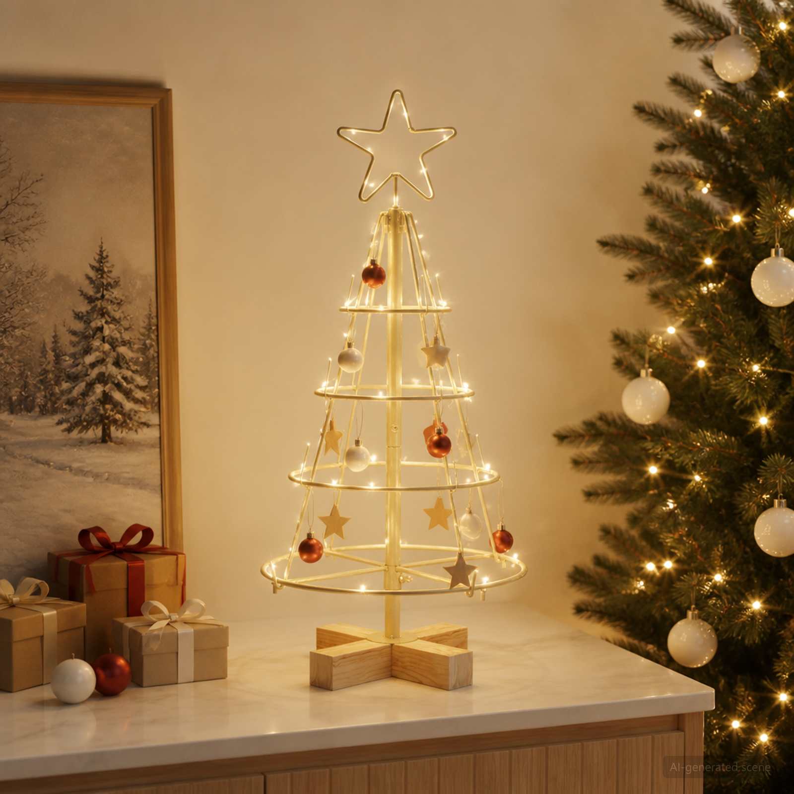 Albero a Cono di Natale KUOPIO 60 cm Acciaio Oro