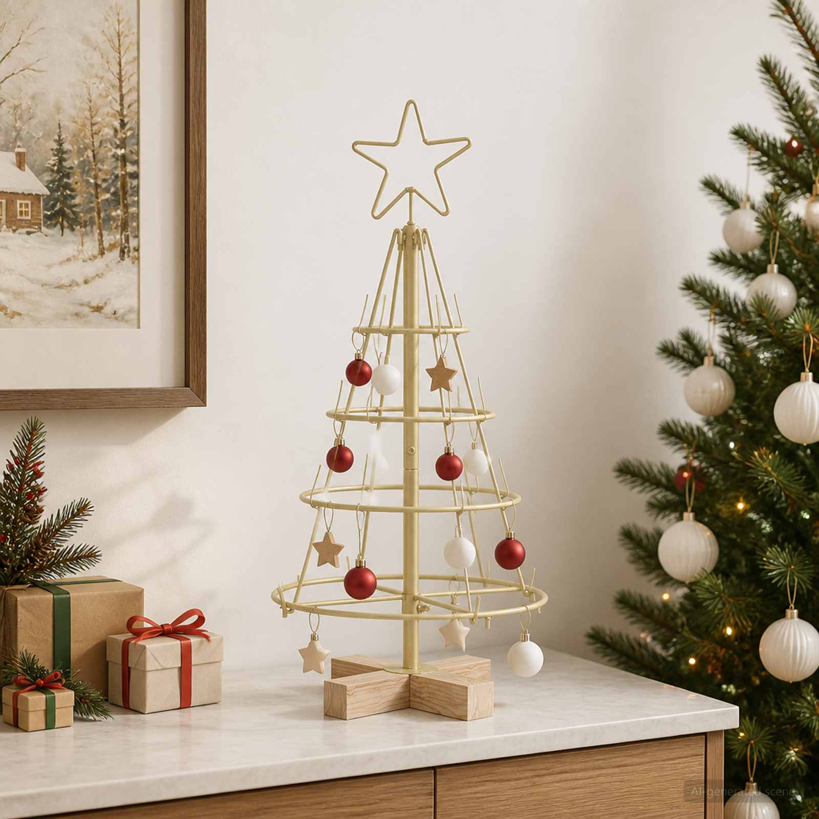 Albero a Cono di Natale KUOPIO 60 cm Acciaio Oro